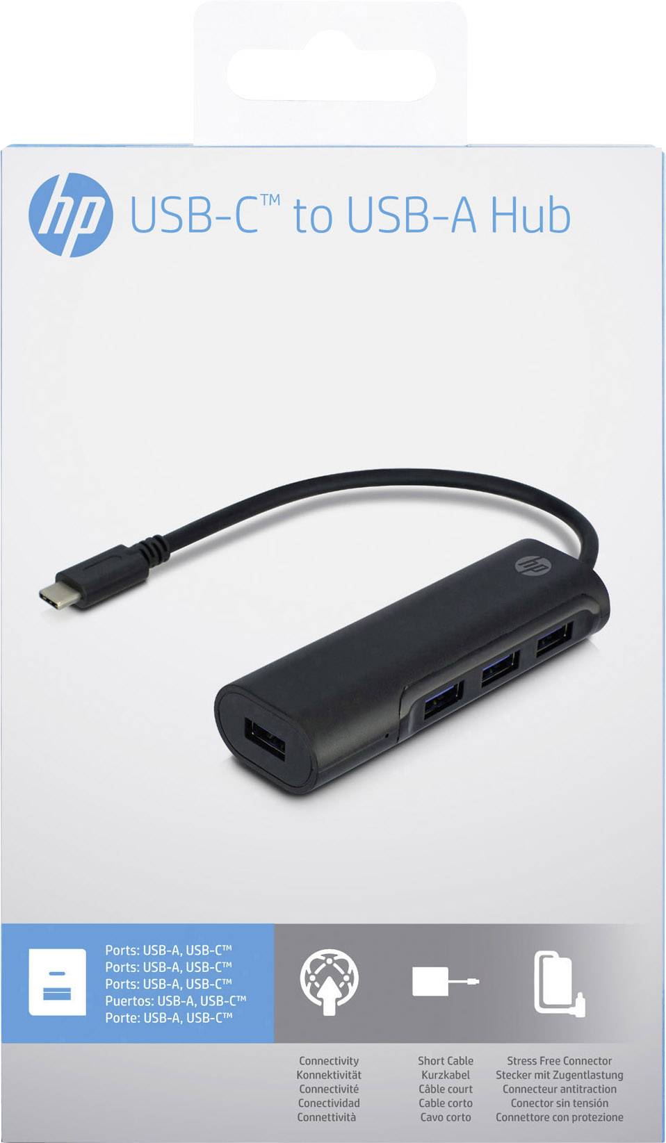 HP 2UX23AA#ABB 4 Port USB 3.0-Hub mit USB-C Stecker Schwarz