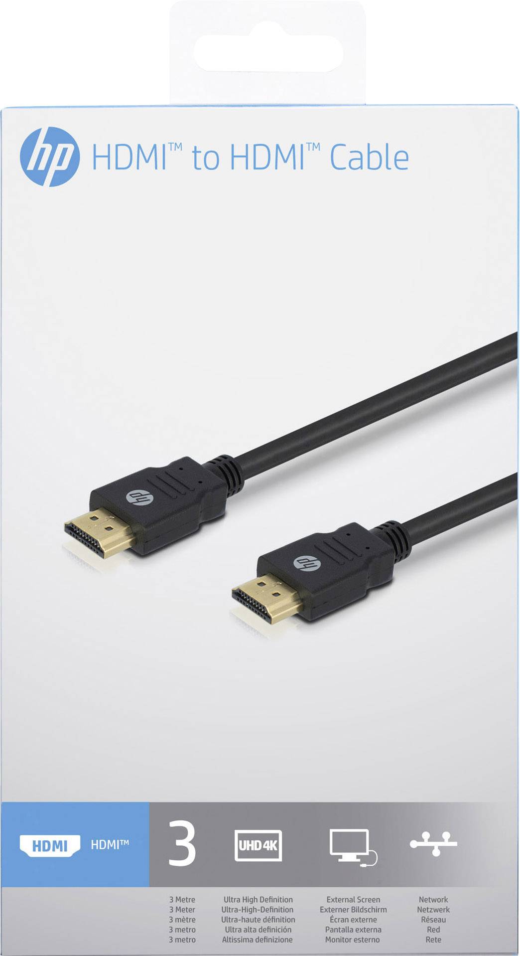 HP HDMI Anschlusskabel  3.00 m Schwarz 38752 Ultra HD (4k) HDMI mit Ethernet