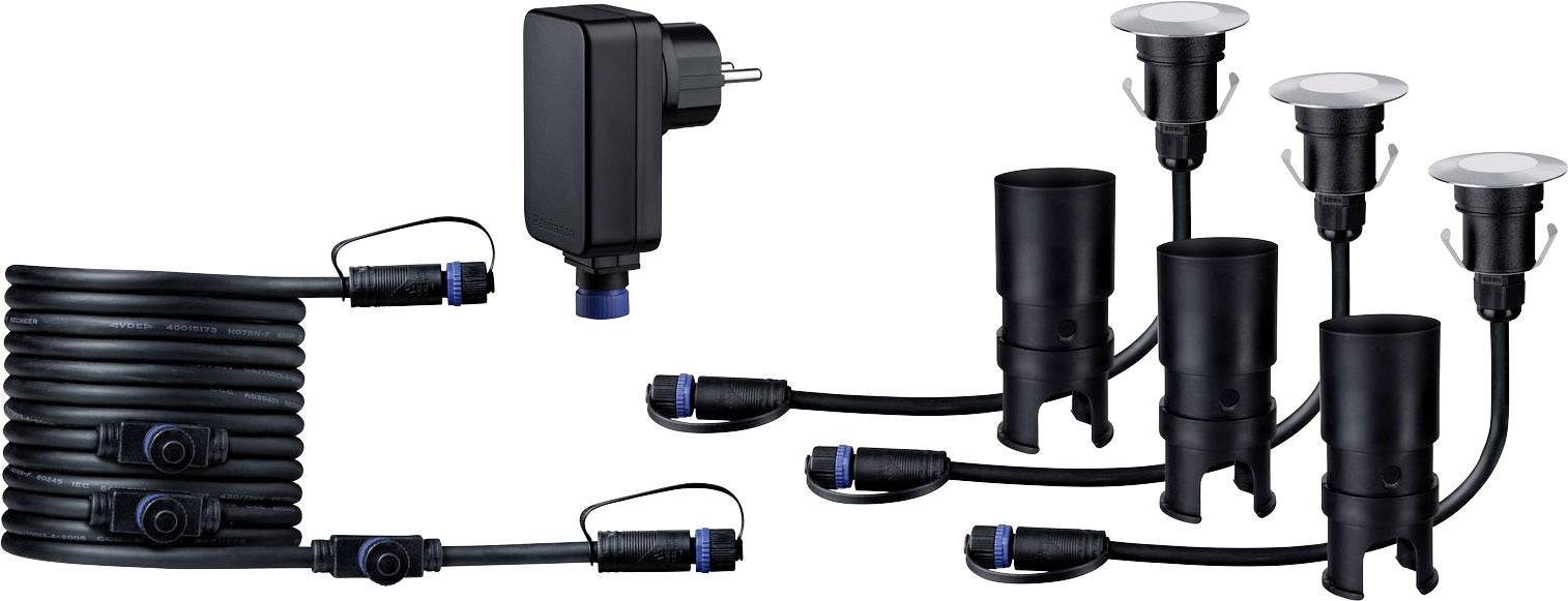 Paulmann 93697 Beleuchtungssystem Plug & Shine LED-Außeneinbauleuchten (Basis-Set) 3er Set LED 7.5W Warmweiß Silber