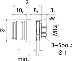 Binder 99 9136 490 12 Subminiatur-RundsteckverFlanschbuchse Gesamtpolzahl: 12 1St.