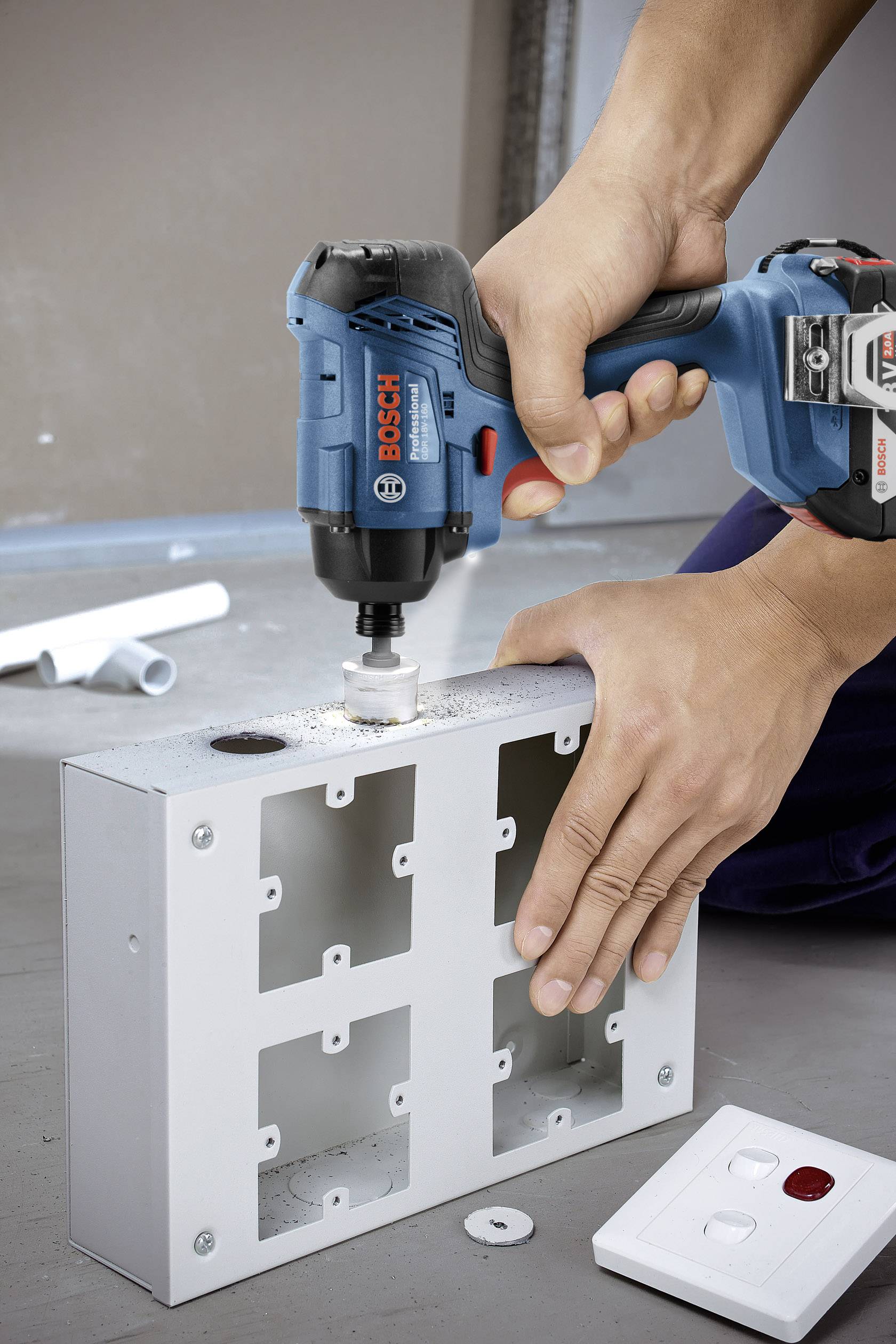 Bosch Professional GDR 18V-160 06019G5100 Akku-Drehschlagschrauber 160 Nm 18 V Anzahl mitgelieferte Akkus 2 2 Ah Li-Ion inkl. 2. Akku, inkl. Koffer