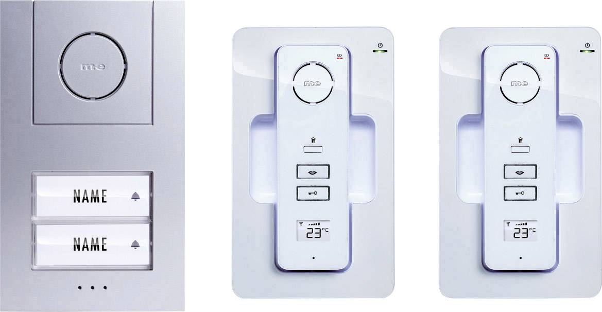 M-e modern-electronics 41055 Türsprechanlage DECT, Funk Komplett-Set 2 Familienhaus Weiß, Silber