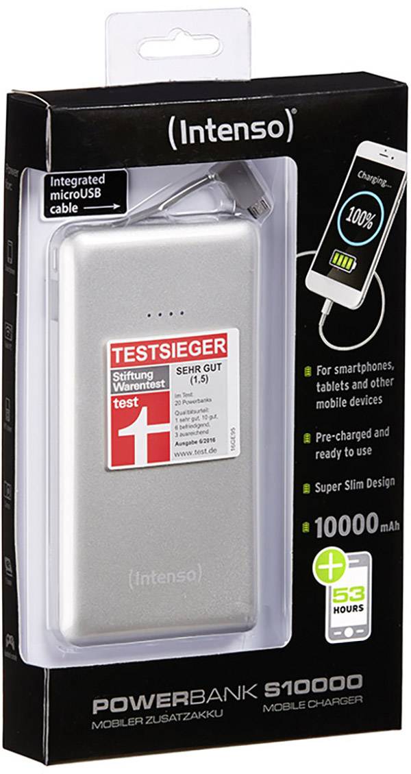 Intenso Slim S 10000 Powerbank (Zusatzakku) LiPo 10000 mAh 7332531