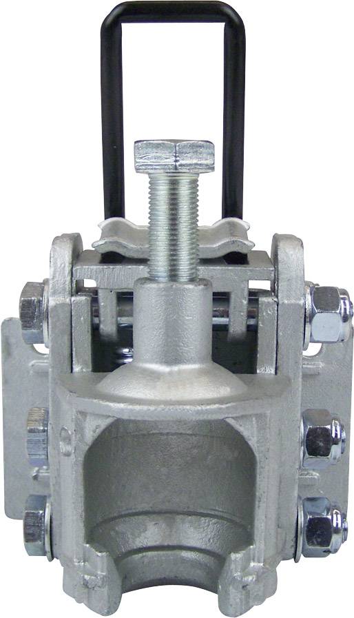 Metallischer Schnellverschluss mit Bolzen und Hebelgriff, oft in industriellen Anwendungen zum Verbinden von Rohren oder Schläuchen verwendet.