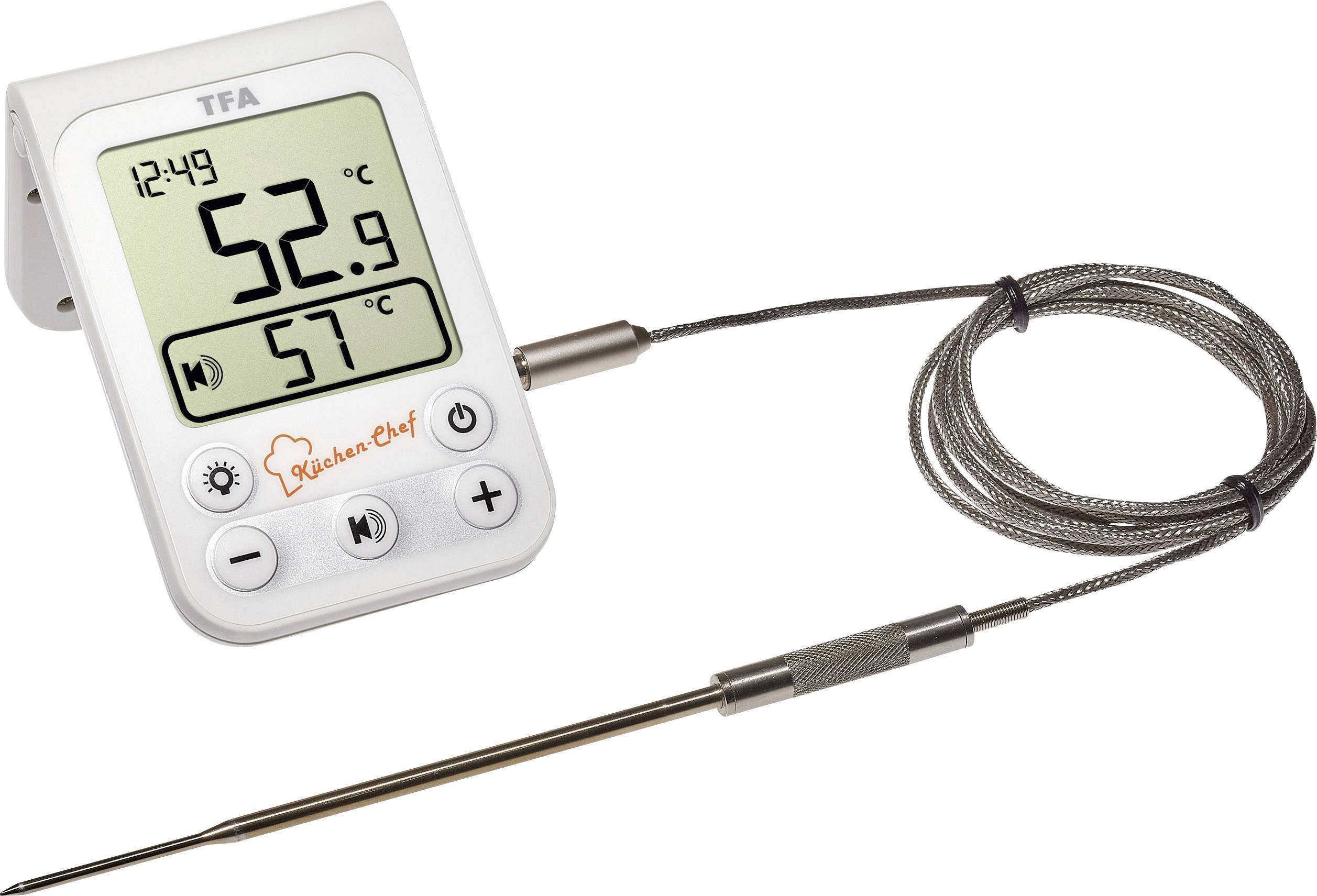 TFA Dostmann 14.1510.02 Grill-Thermometer Überwachung der Kerntemperatur, Kabelsensor Braten, Grill