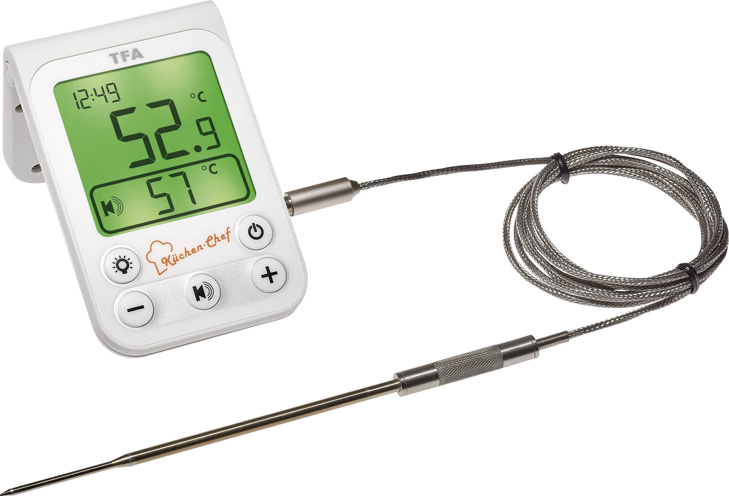 TFA Dostmann 14.1510.02 Grill-Thermometer Überwachung der Kerntemperatur, Kabelsensor Braten, Grillgut, Niedergaren