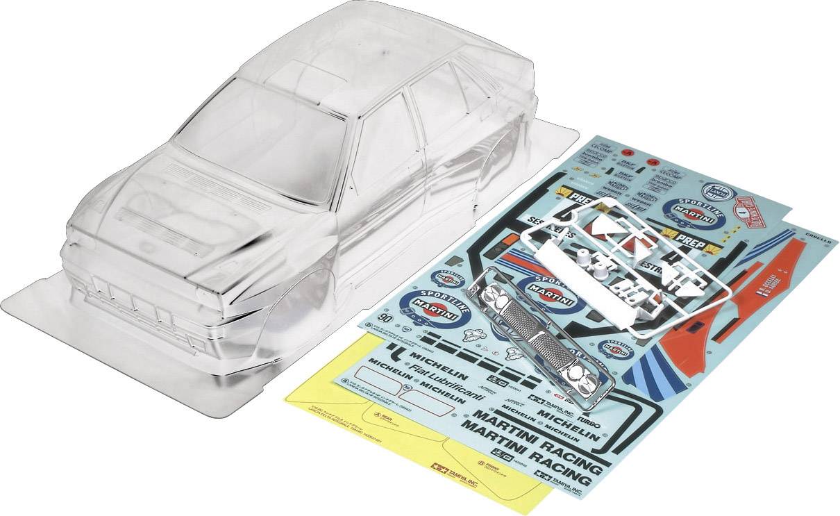 Tamiya 51401 1:10 Karosserie Lancia Delta HF Integrale 186mm Unlackiert, nicht ausgeschnitten