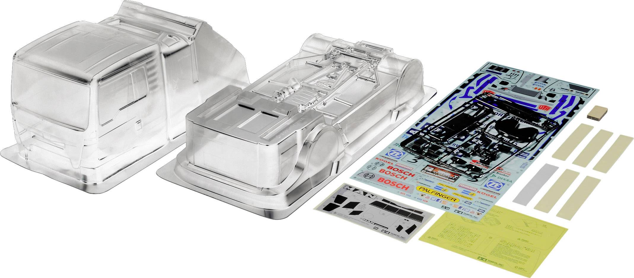 Tamiya 51606 1:10 Karosserie Team Hahn Racing MAN TGS 185 mm Unlackiert, nicht ausgeschnitten