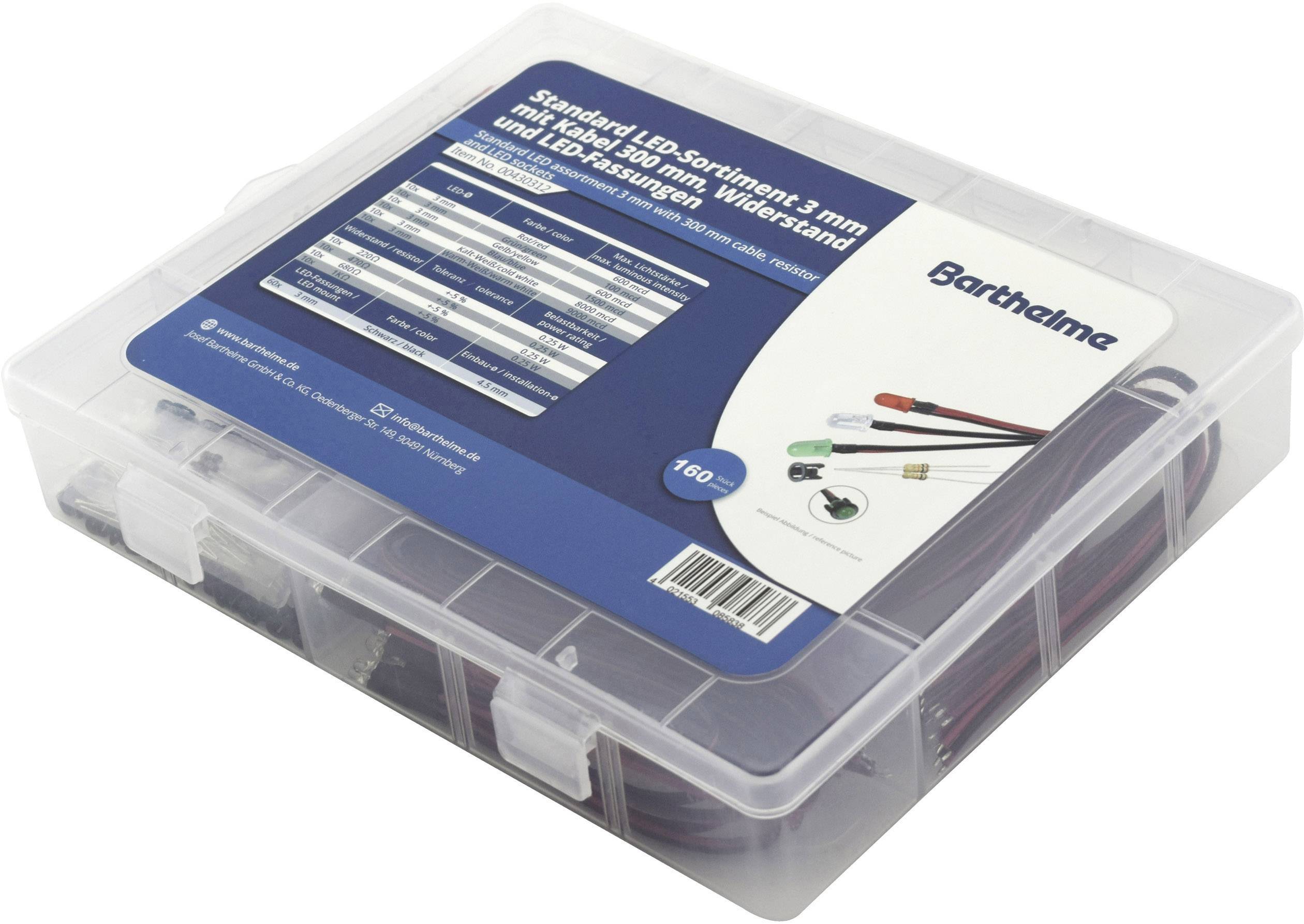 Barthelme LED-Sortiment Rot, Blau, Grün, Gelb, Kaltweiß, Warmweiß Rund 3mm 100 mcd, 600 mcd, 1500 mcd, 8000 mcd, 9000 mcd 25°