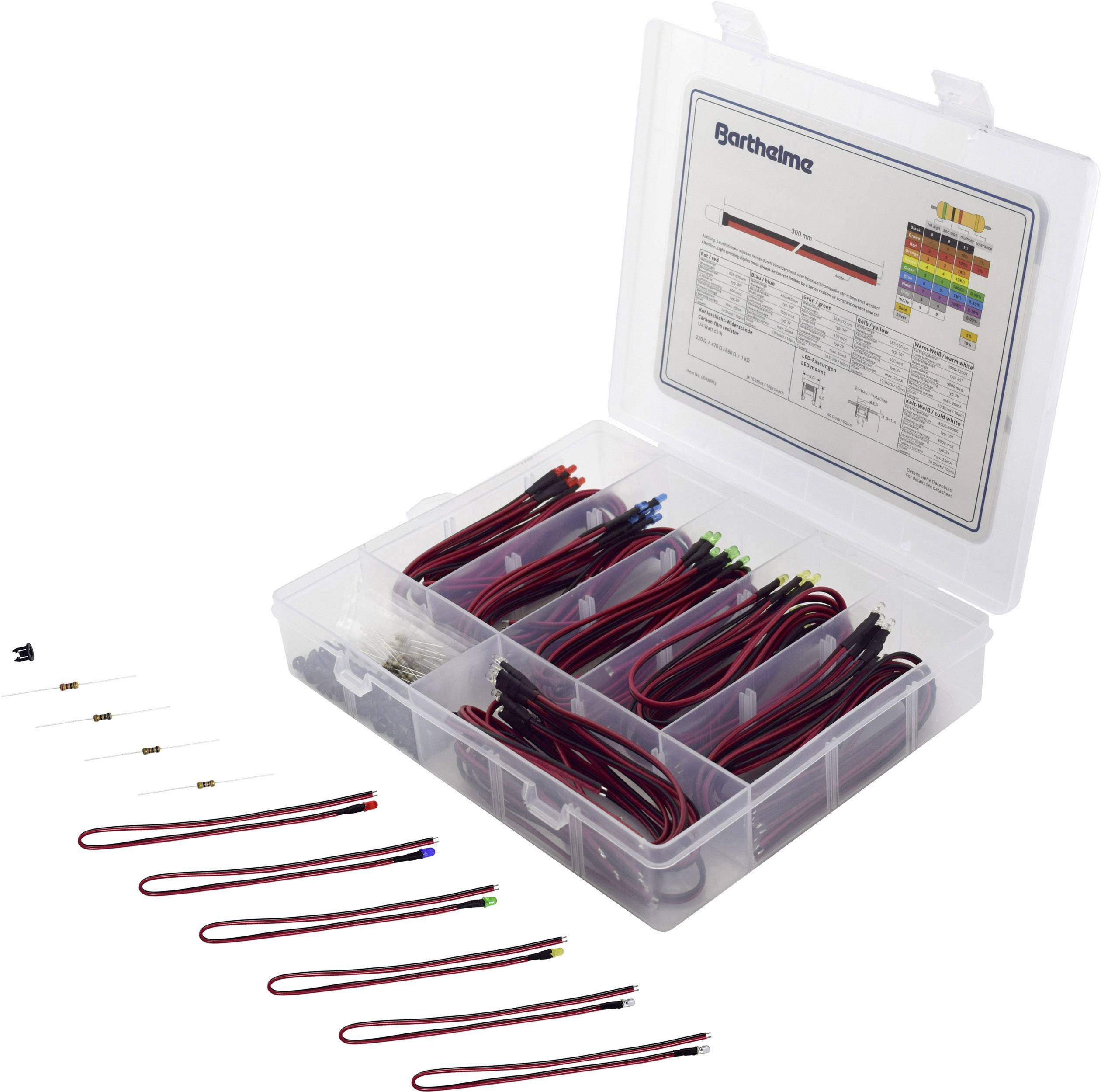 Barthelme LED-Sortiment Rot, Blau, Grün, Gelb, Kaltweiß, Warmweiß Rund 3 mm 100 mcd, 600 mcd, 1500