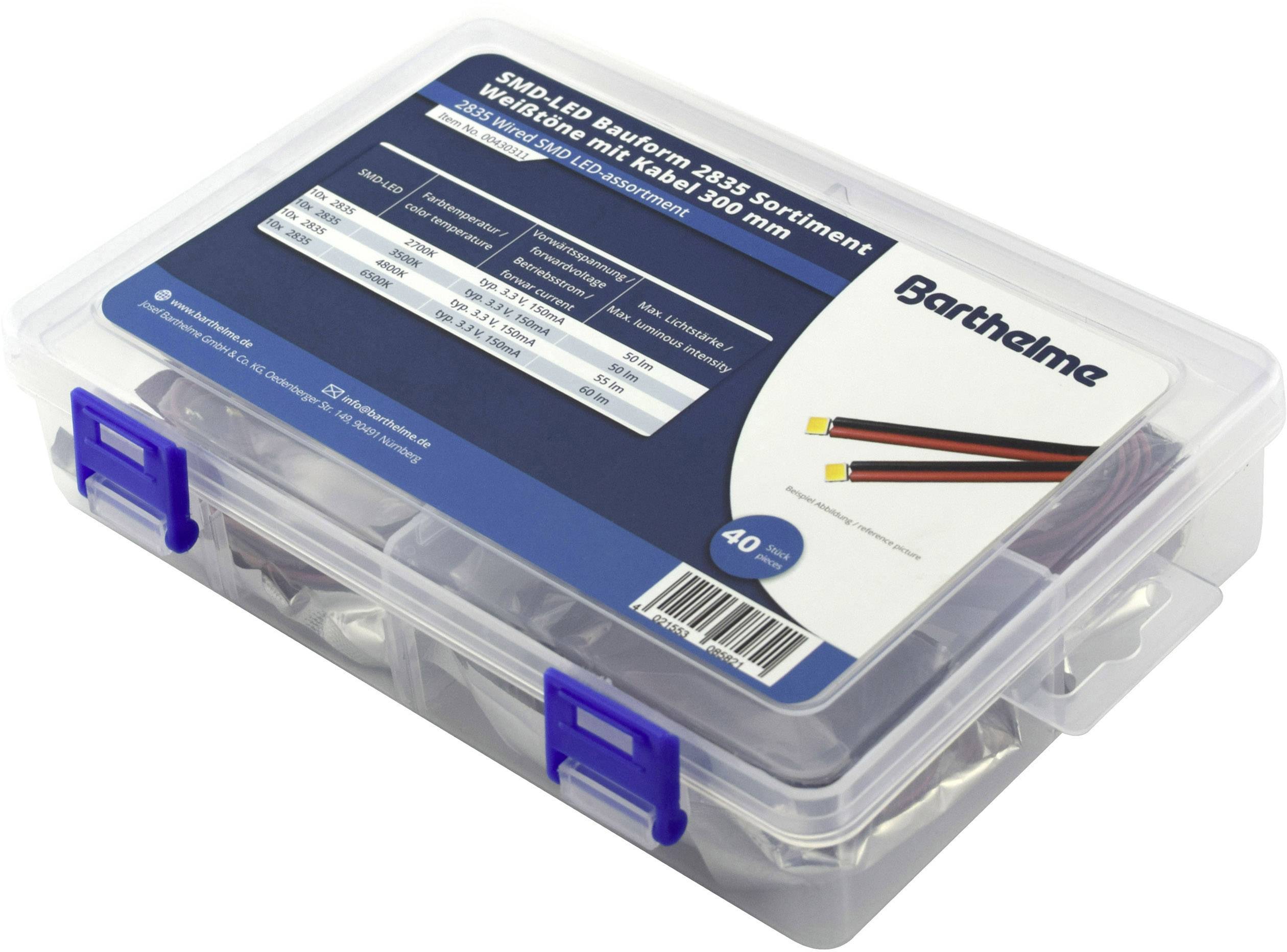 Barthelme LED-Sortiment Neutralweiß, Kaltweiß, Warmweiß, Warmweiß 120° 150mA 3.3V