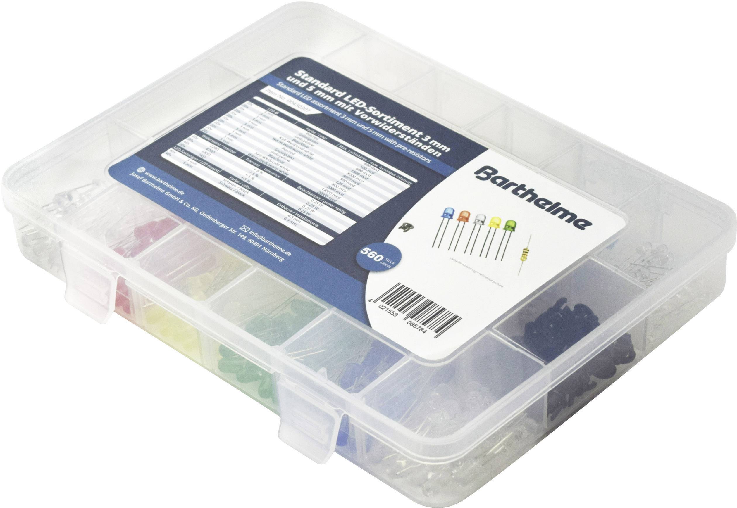 Barthelme LED-Sortiment Rot, Blau, Grün, Gelb, Kaltweiß, Warmweiß Rund 3 mm, 5mm 120 mcd, 800 mcd, 2000 mcd, 14000 mcd, 20000 mcd