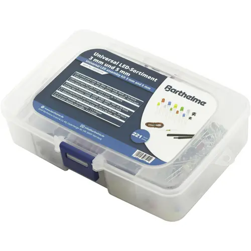 Barthelme LED-Sortiment Rot, Blau, Grün, Gelb, Kaltweiß Rund 3 mm, 5mm 100 mcd, 600 mcd, 800 mcd, 1500 mcd, 2000 mcd, 8000 mcd Barthelme LED-Sortiment Rot, Blau, Grün, Gelb, Kaltweiß Rund 3 mm, 5mm 100 mcd, 600 mcd, 800 mcd, 1500 mcd, 2000 mcd, 8000 mcd