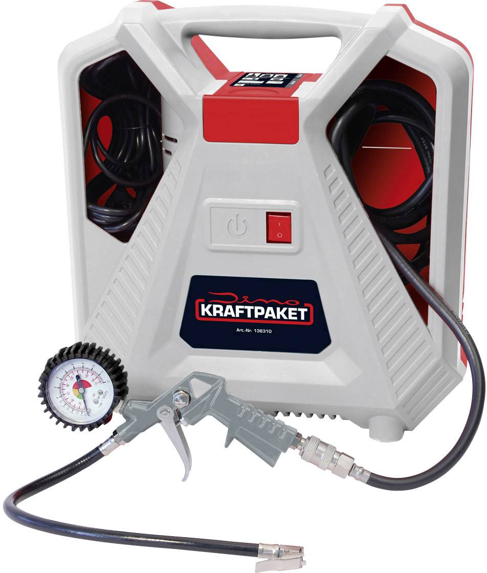 Dino KRAFTPAKET 136310 Kompressor KRAFTPAKET 8 bar Analoges Manometer, Kabelfach/-aufnahme