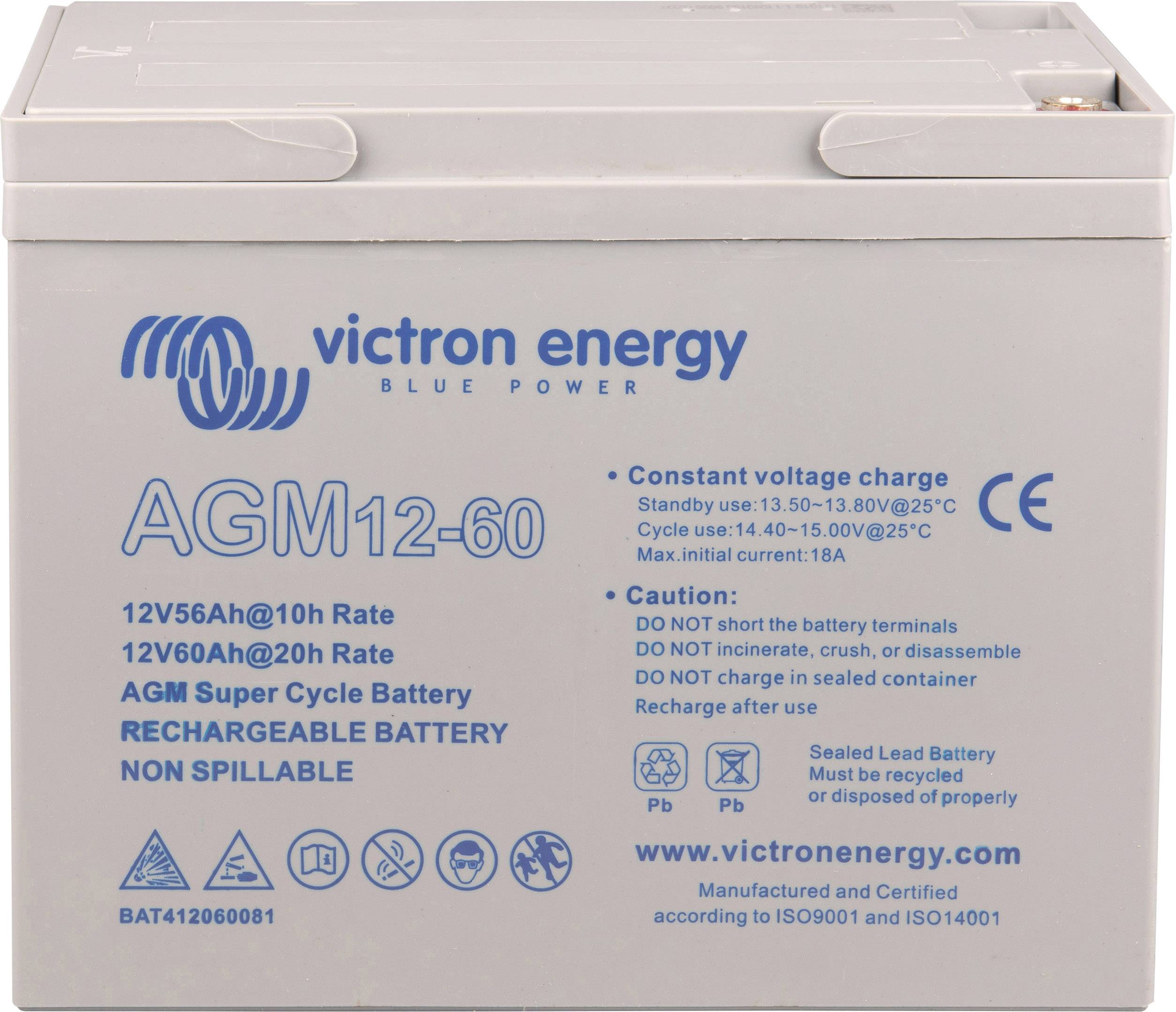 Victron Energy Blue Power BAT412550104 Solarakku 12V 60Ah Blei-Gel (B x H x T) 229 x 227 x 138mm M8-Schraubanschluss