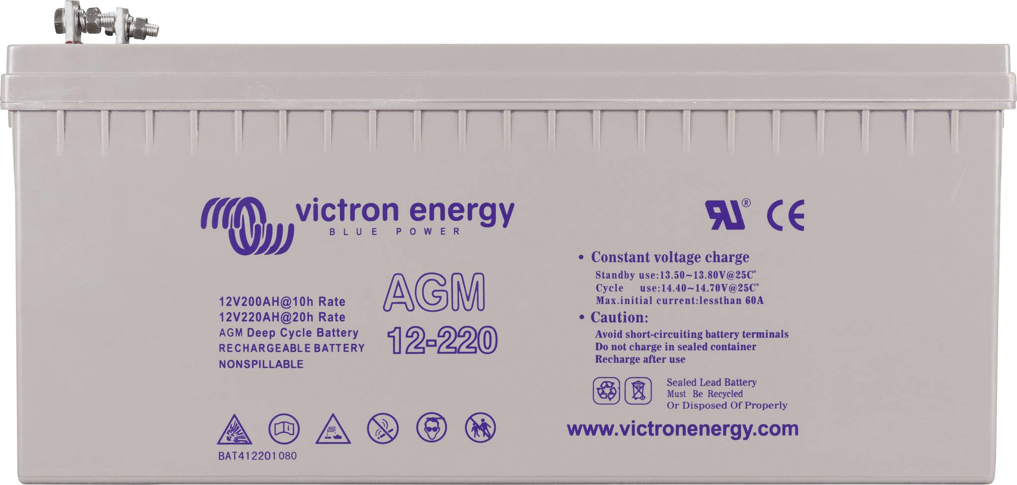 Victron Energy Blue Power BAT412201104 Solarakku 12V 220Ah Blei-Gel (B x H x T) 522 x 238 x 240mm M8-Schraubanschluss
