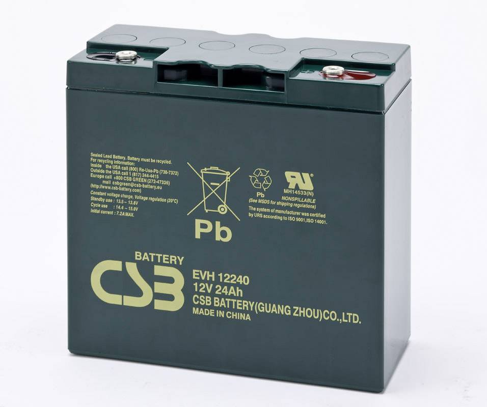 CSB Battery EVH 12240 EVH12240 Bleiakku 12V 24Ah Blei-Vlies (AGM) (B x H x T) 181 x 170 x 76mm M5-Schraubanschluss Zyklenfest