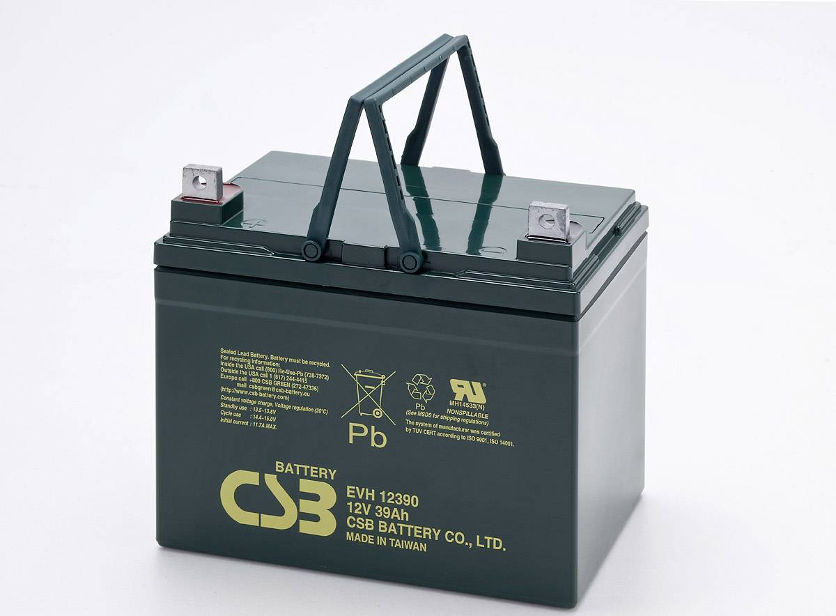 CSB Battery EVH 12390 EVH12390 Bleiakku 12V 39Ah Blei-Vlies (AGM) (B x H x T) 196 x 178 x 155mm M6-Schraubanschluss Zyklenfest