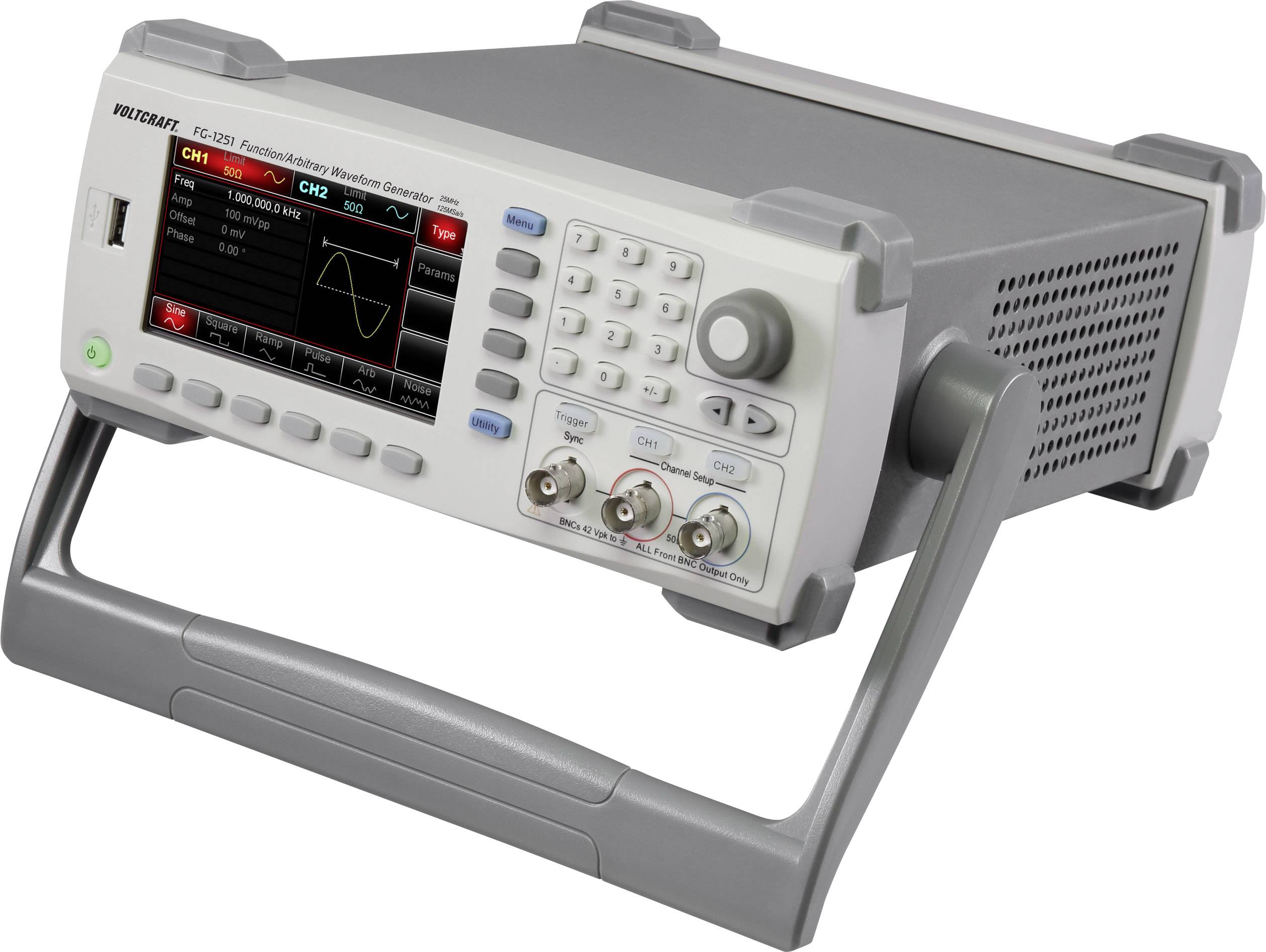 VOLTCRAFT FG-1251 Funktionsgenerator netzbetrieben 1 µHz - 25MHz 2-Kanal Sinus, Rechteck, Arbiträr, Dreieck