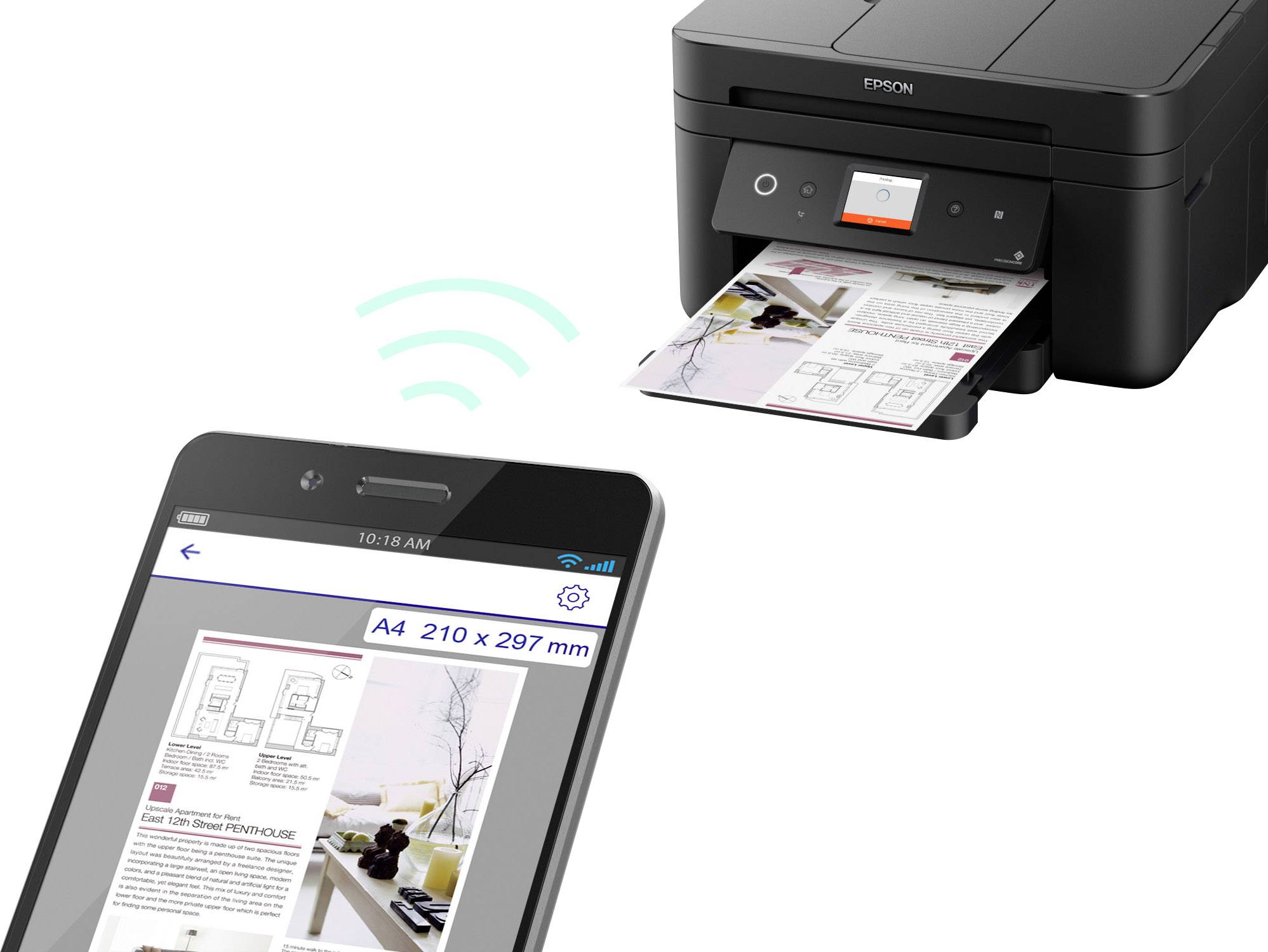 Epson WorkForce WF-2860DWF Multifunktionsdrucker Tintenstrahl Farbe A4 Drucker, Scanner, Kopierer, Fax LAN, WLAN, NFC, Duplex