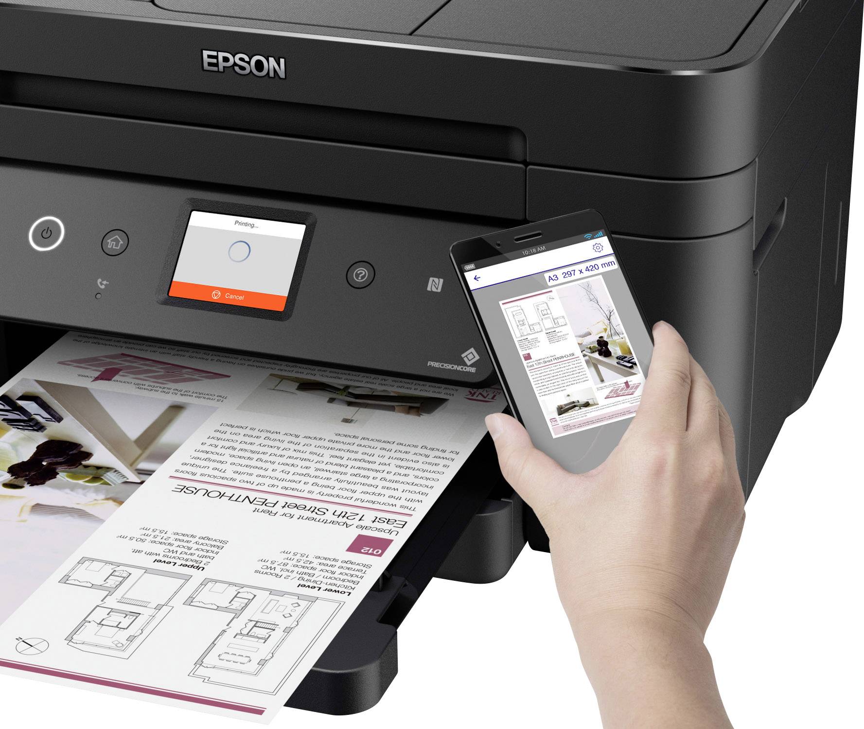 Epson WorkForce WF-2860DWF Multifunktionsdrucker Tintenstrahl Farbe A4 Drucker, Scanner, Kopierer, Fax LAN, WLAN, NFC, Duplex