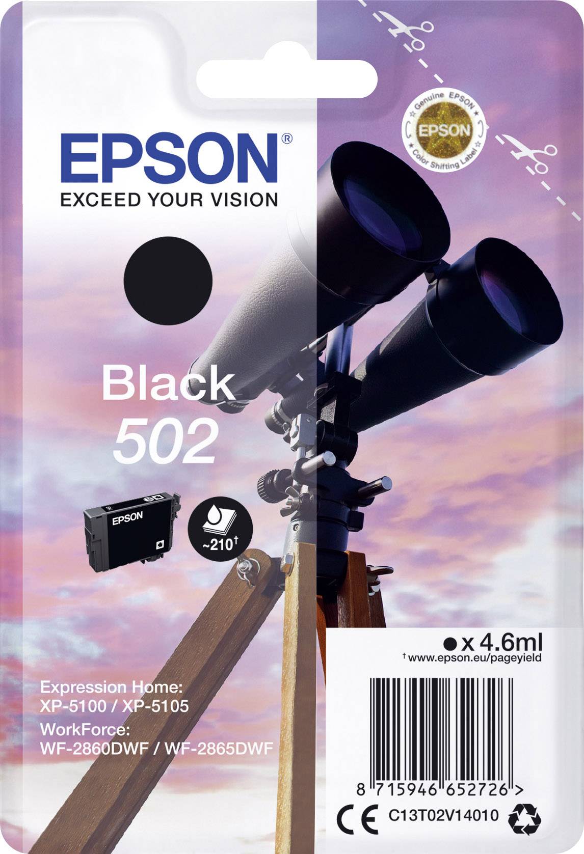 Epson Druckerpatrone T02V1, 502 Original Schwarz C13T02V14010