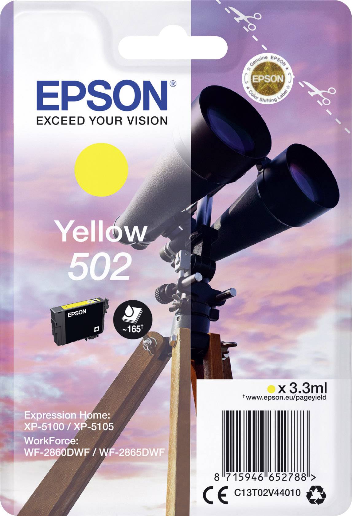 Epson Druckerpatrone T02V4, 502 Original Gelb C13T02V44010