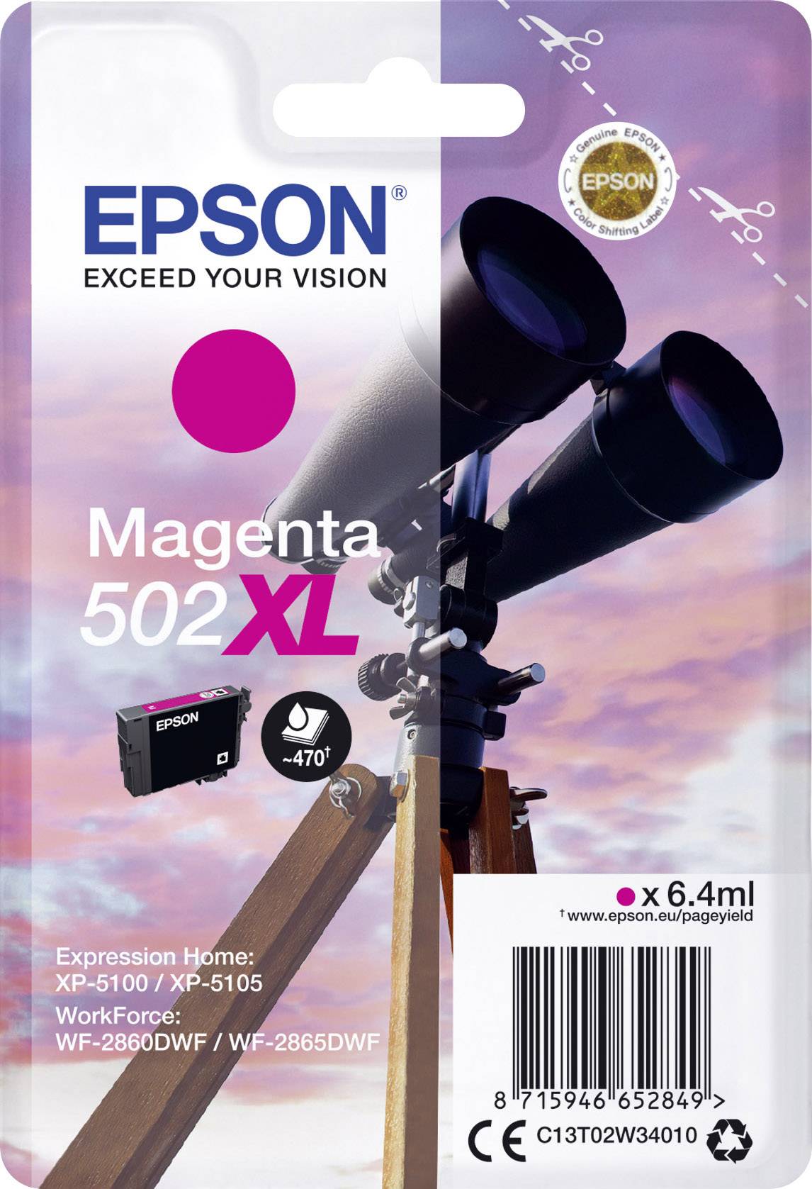 Epson Tinte T02W34, 502XL Original Magenta C13T02W34010
