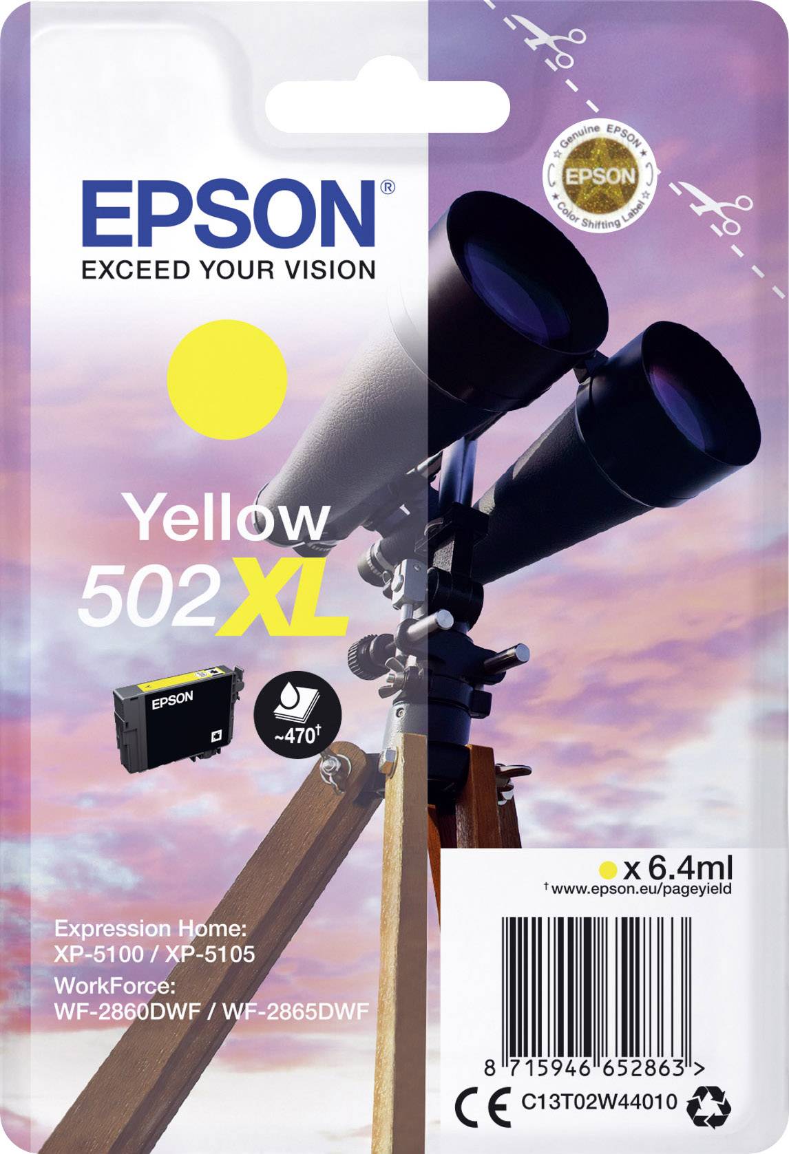 Epson Druckerpatrone T02W4, 502XL Original Gelb C13T02W44010