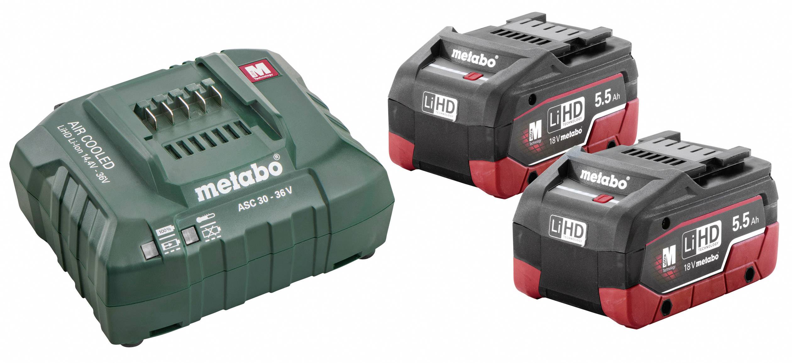 Metabo 685122000 Basic-Set 2 x LiHD 5.5 Ah Werkzeug-Akku und Ladegerät 18 V 5.5 Ah LiHD