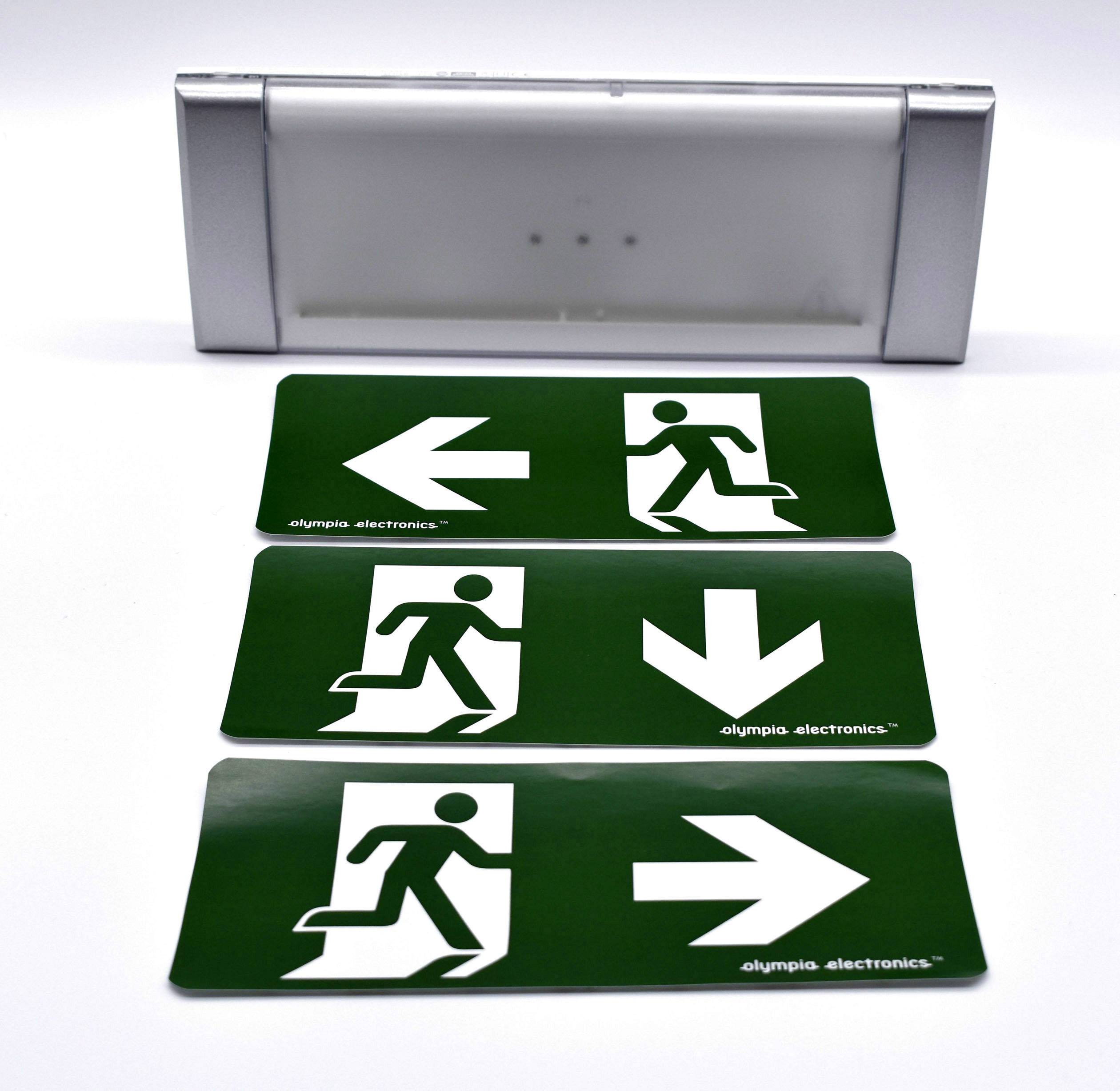 Olympia Electronics GR-2000 LED Fluchtweg-Notbeleuchtung Wandaufbaumontage links, rechts, runter