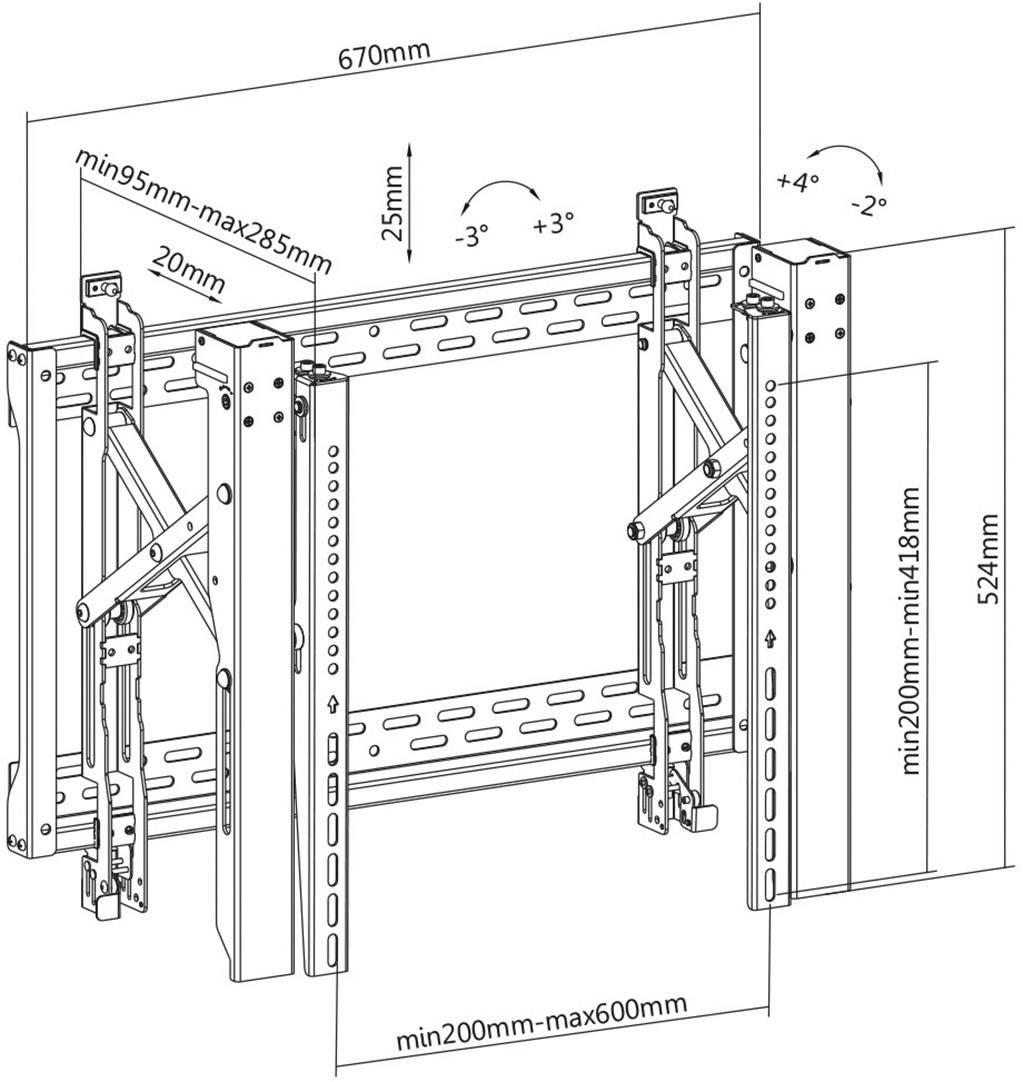 My Wall HV 3L Videowall-Wandhalter 114,3cm (45") - 177,8cm (70") Ausziehbar, Neigbar