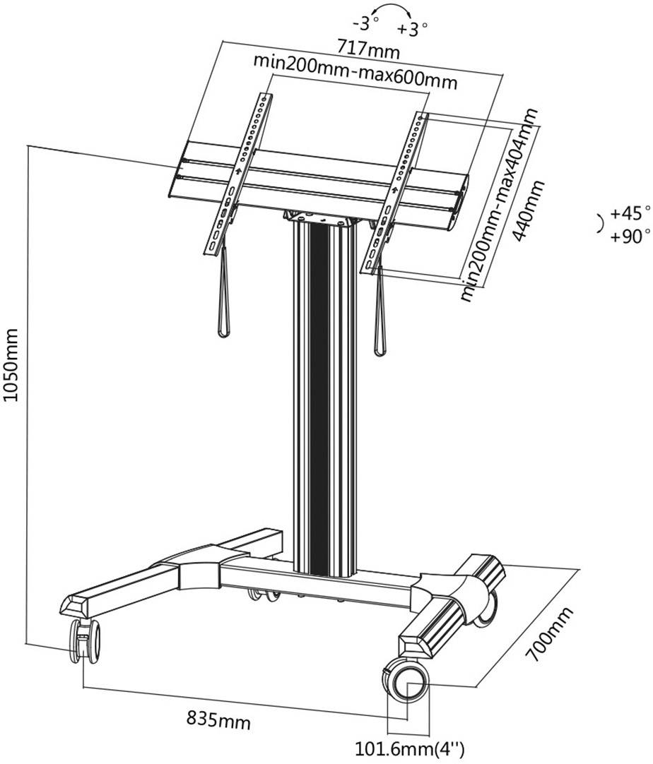 My Wall HP 110 L TV-Rollwagen Mit Diebstahlschutz, Neigbar, Schwenkbar 94,0 cm (37") - 177,8 cm (70") Bodenständer, Drehbar, Rotierbar