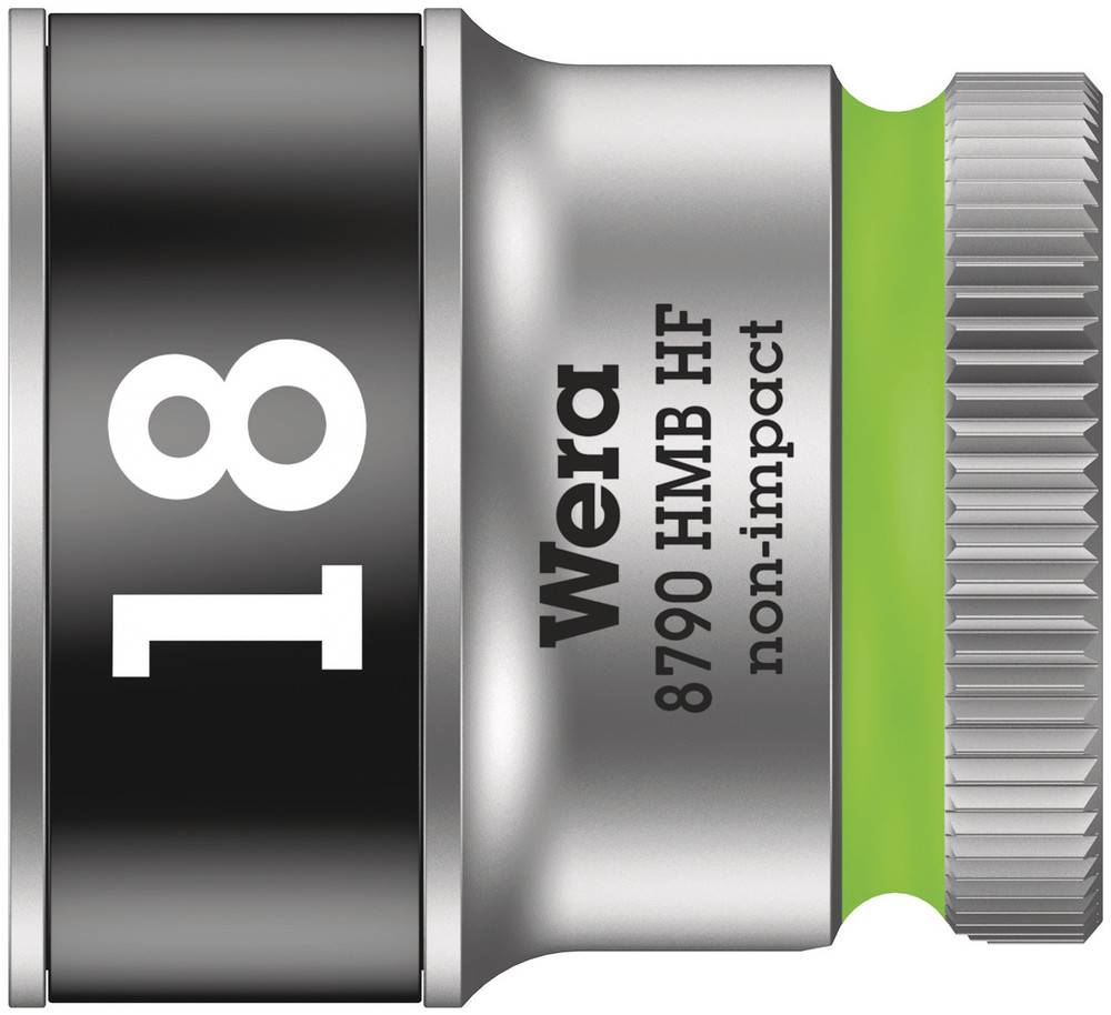 Steckschlüsseleinsatz 18 mm von Wera mit Profil für bessere Griffigkeit und Nummernkennzeichnung. Geeignet für nicht-schlagende Werkzeuganwendungen.