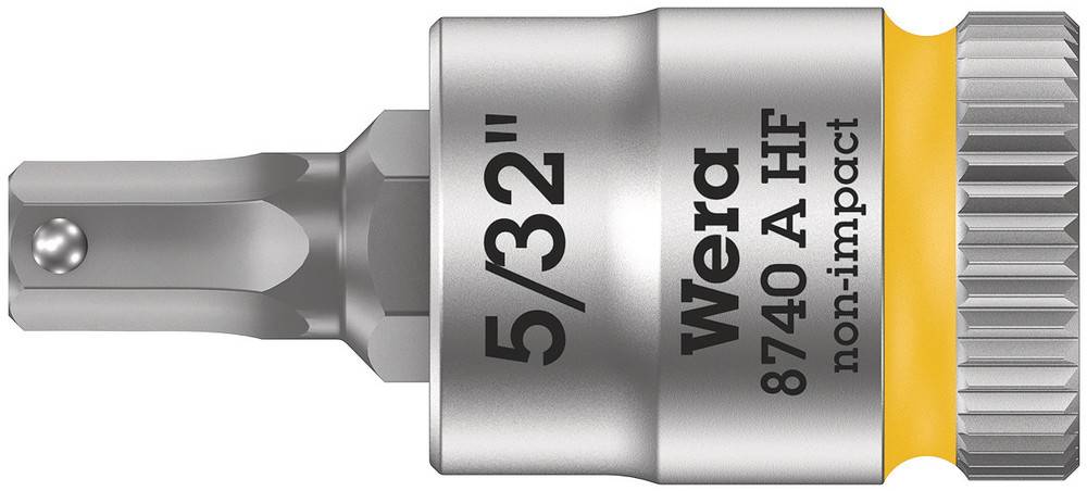 Stecknussaufsatz mit 5/32-Zoll-Schraubenkopf, gekennzeichnet mit 'Wera 8740 A HF non-impact' auf einem Metallkörper.