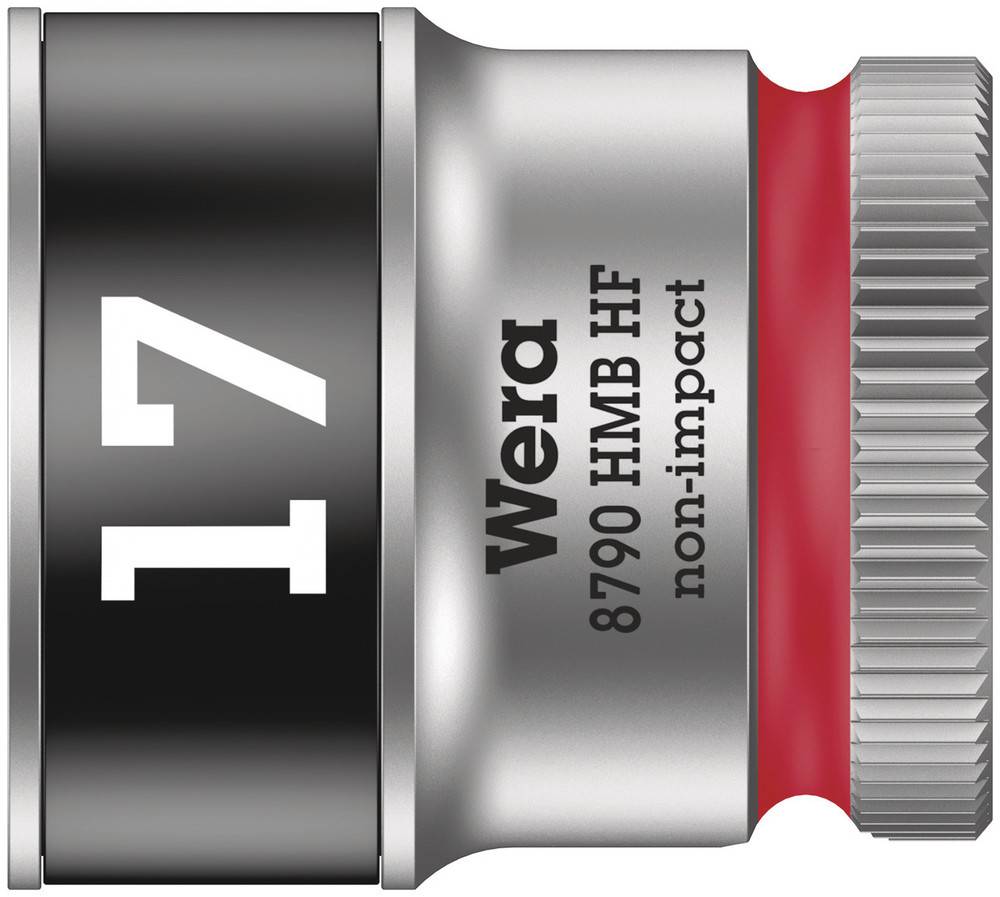 'Wera 8790 HMB HF' Steckschlüsselaufsatz, 17 mm, nicht schlagend, schwarz-rot-silbernes Design.