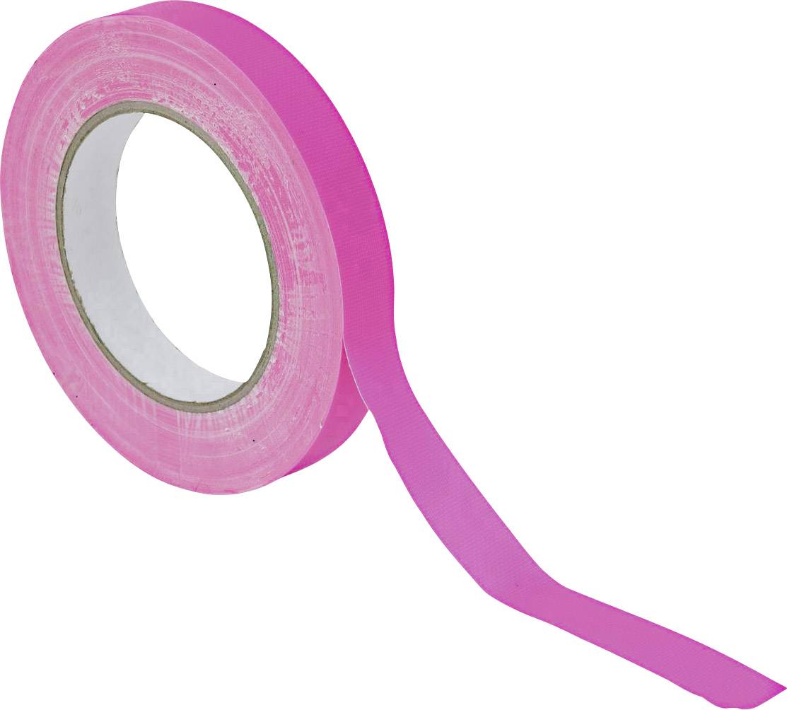Eine Rolle pinkes Klebeband mit abgerolltem Ende, vor weißem Hintergrund.