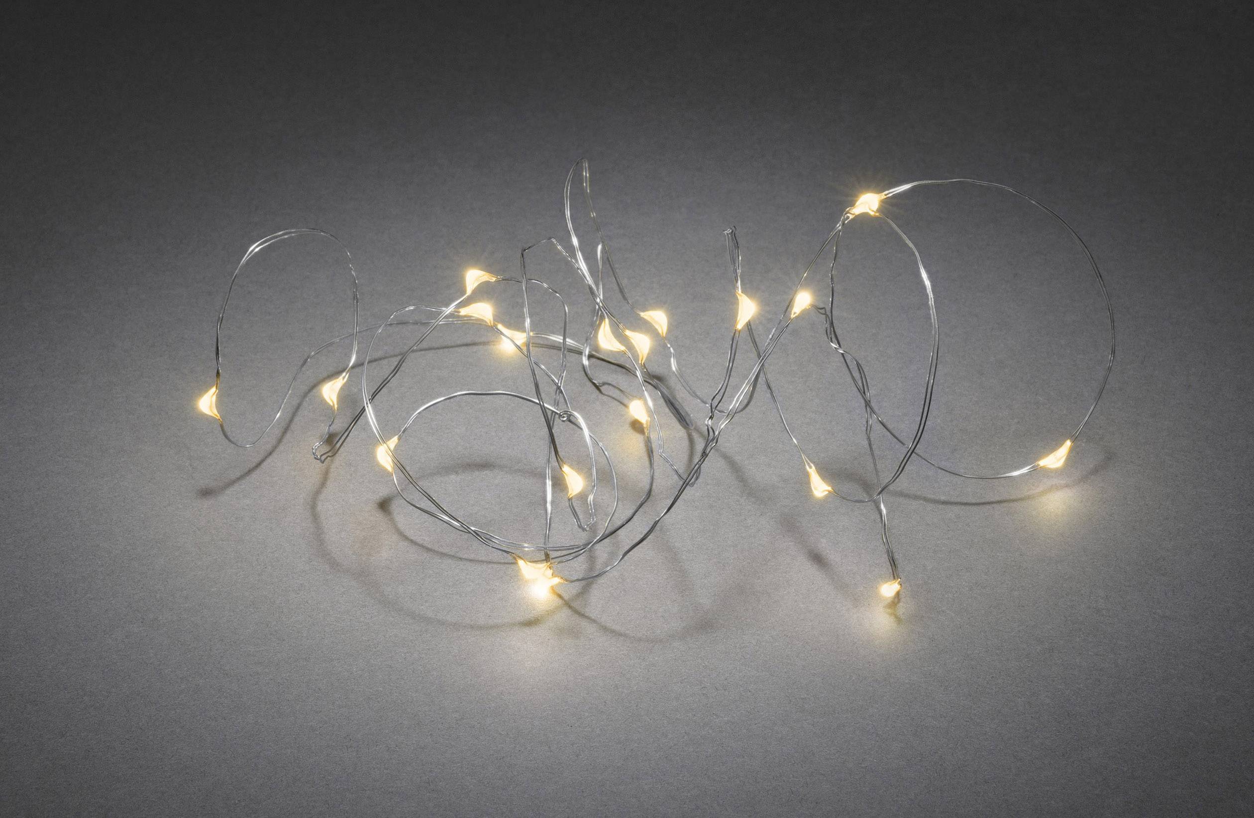 Konstsmide 1460-890 Micro-Lichterkette Innen batteriebetrieben Anzahl Leuchtmittel 20 LED Bernstein Beleuchtete Länge: 1.90 m