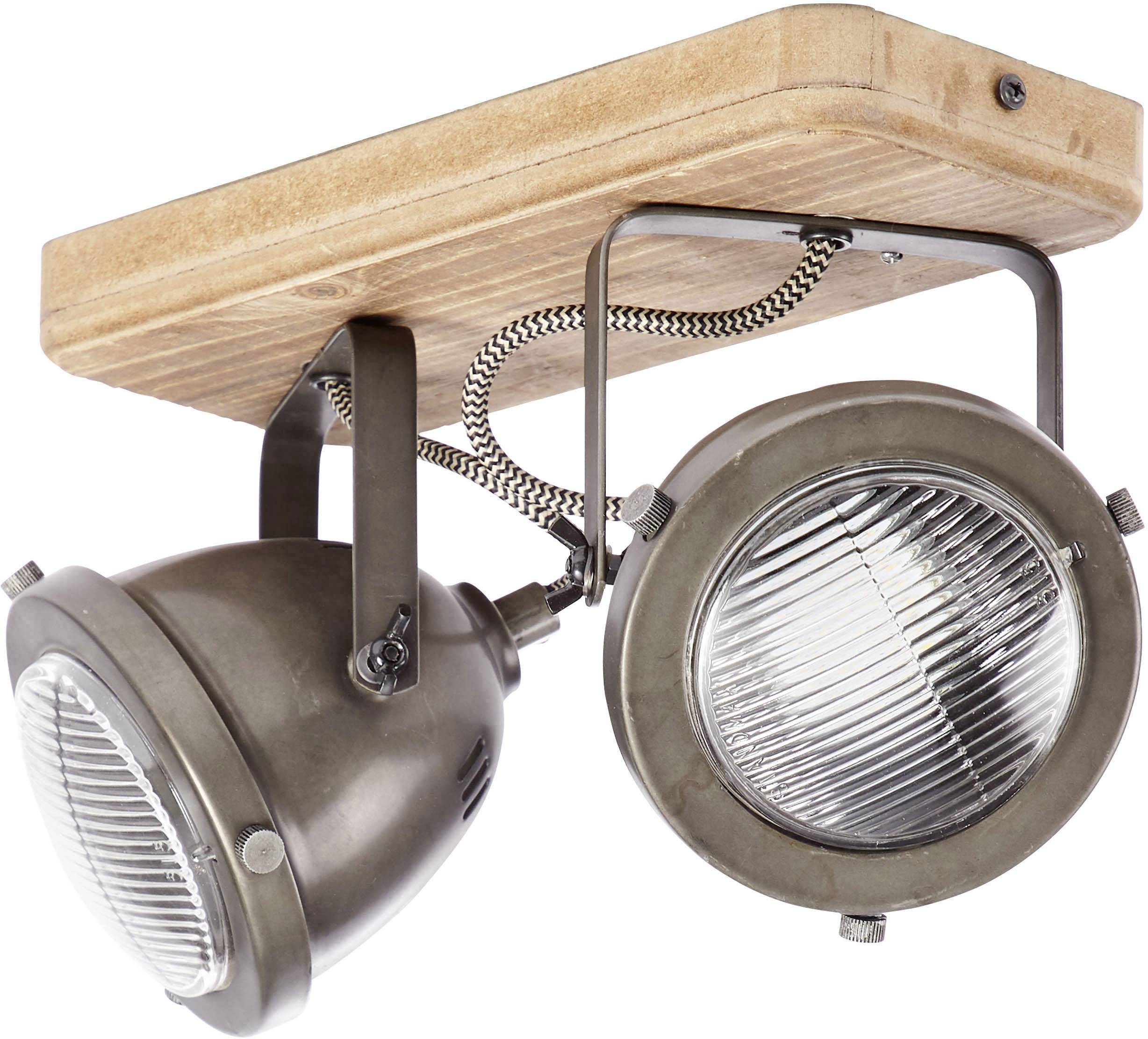 Brilliant Carmen Wood 72029/84 Deckenstrahler LED GU10 50W Holz, Edelstahl (gebürstet)