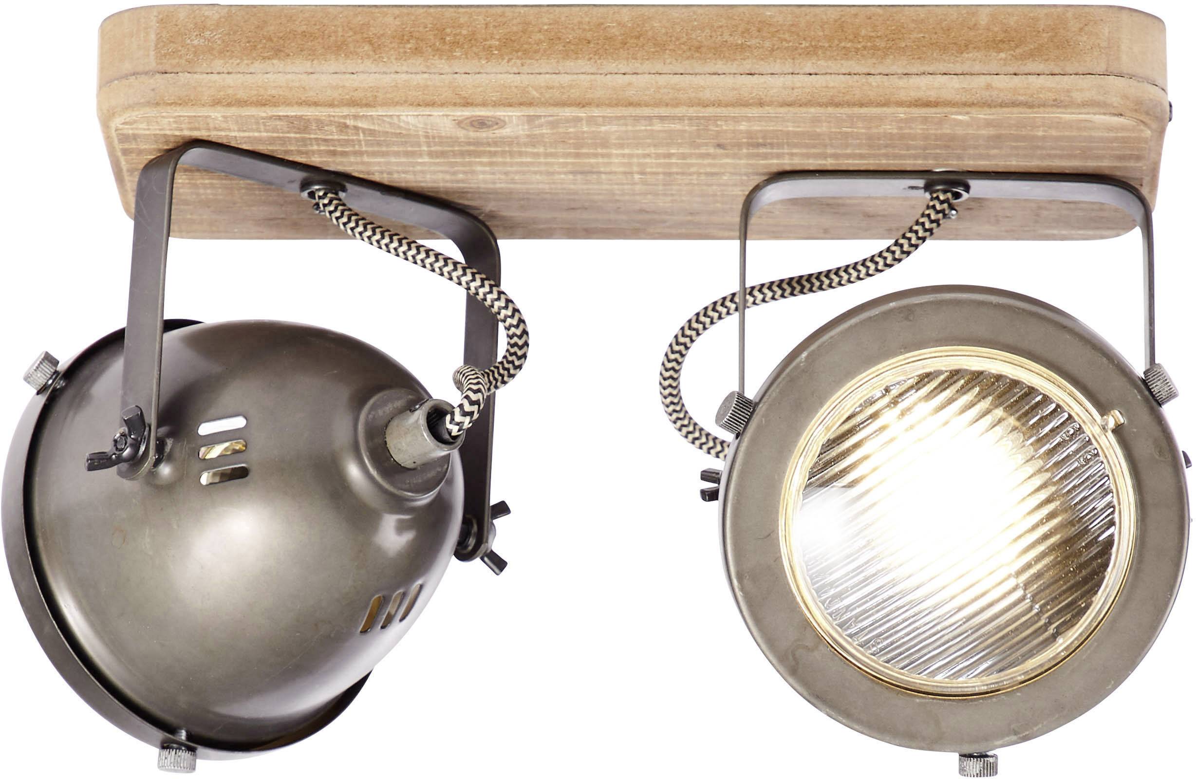 Brilliant Carmen Wood 72029/84 Deckenstrahler LED GU10 50W Holz, Edelstahl (gebürstet)