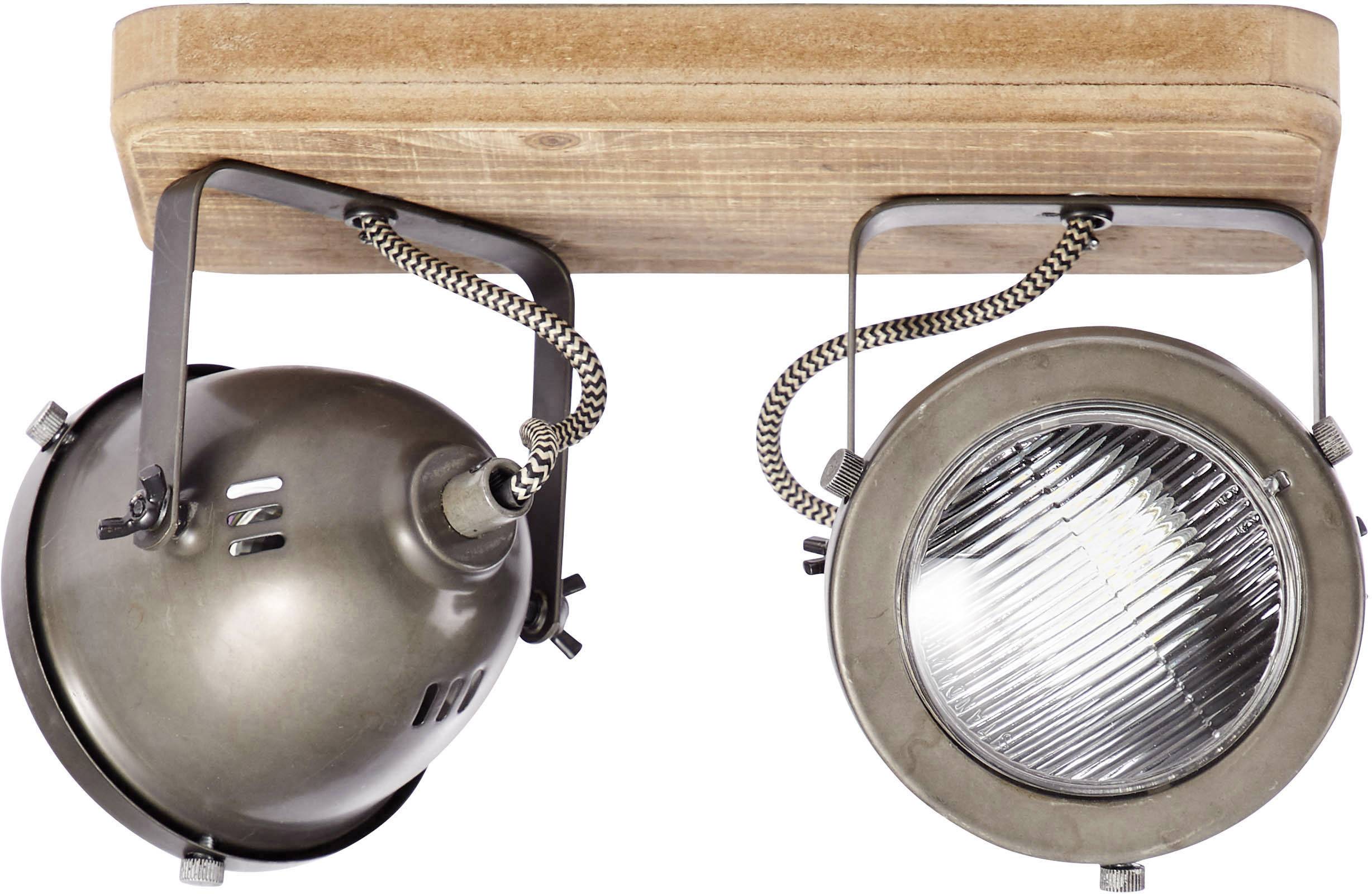 Brilliant Carmen Wood 72029/84 Deckenstrahler LED GU10 50W Holz, Edelstahl (gebürstet)