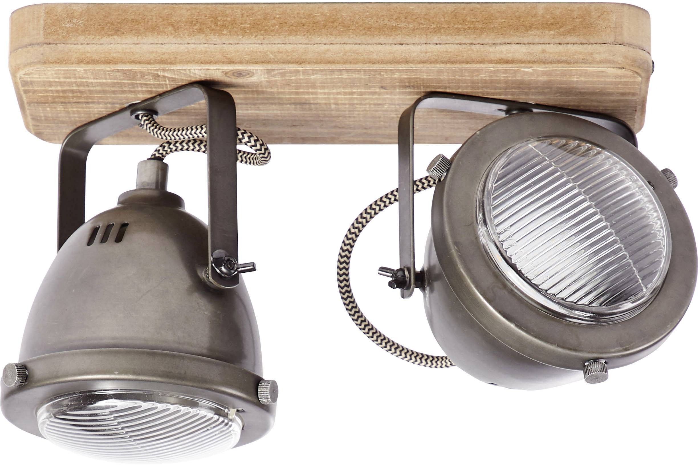 Brilliant Carmen Wood 72029/84 Deckenstrahler LED GU10 50W Holz, Edelstahl (gebürstet)