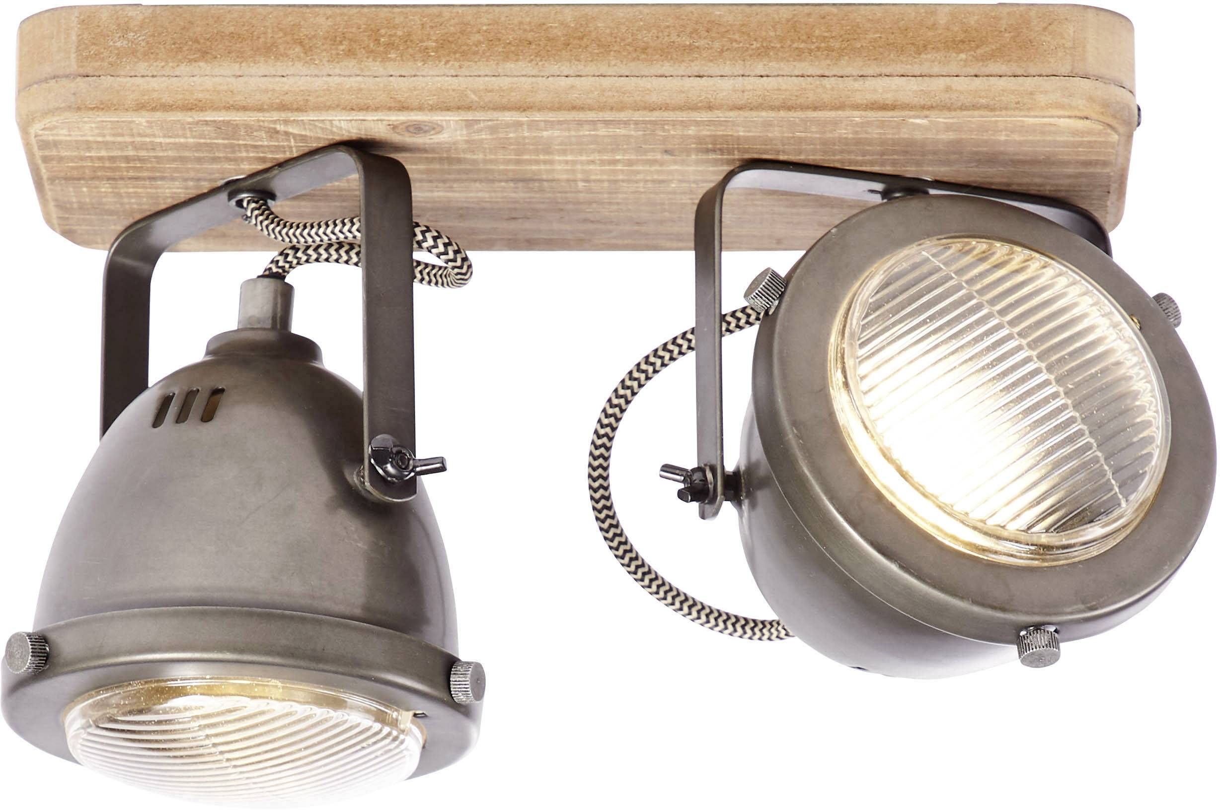 Brilliant Carmen Wood 72029/84 Deckenstrahler LED GU10 50W Holz, Edelstahl (gebürstet)