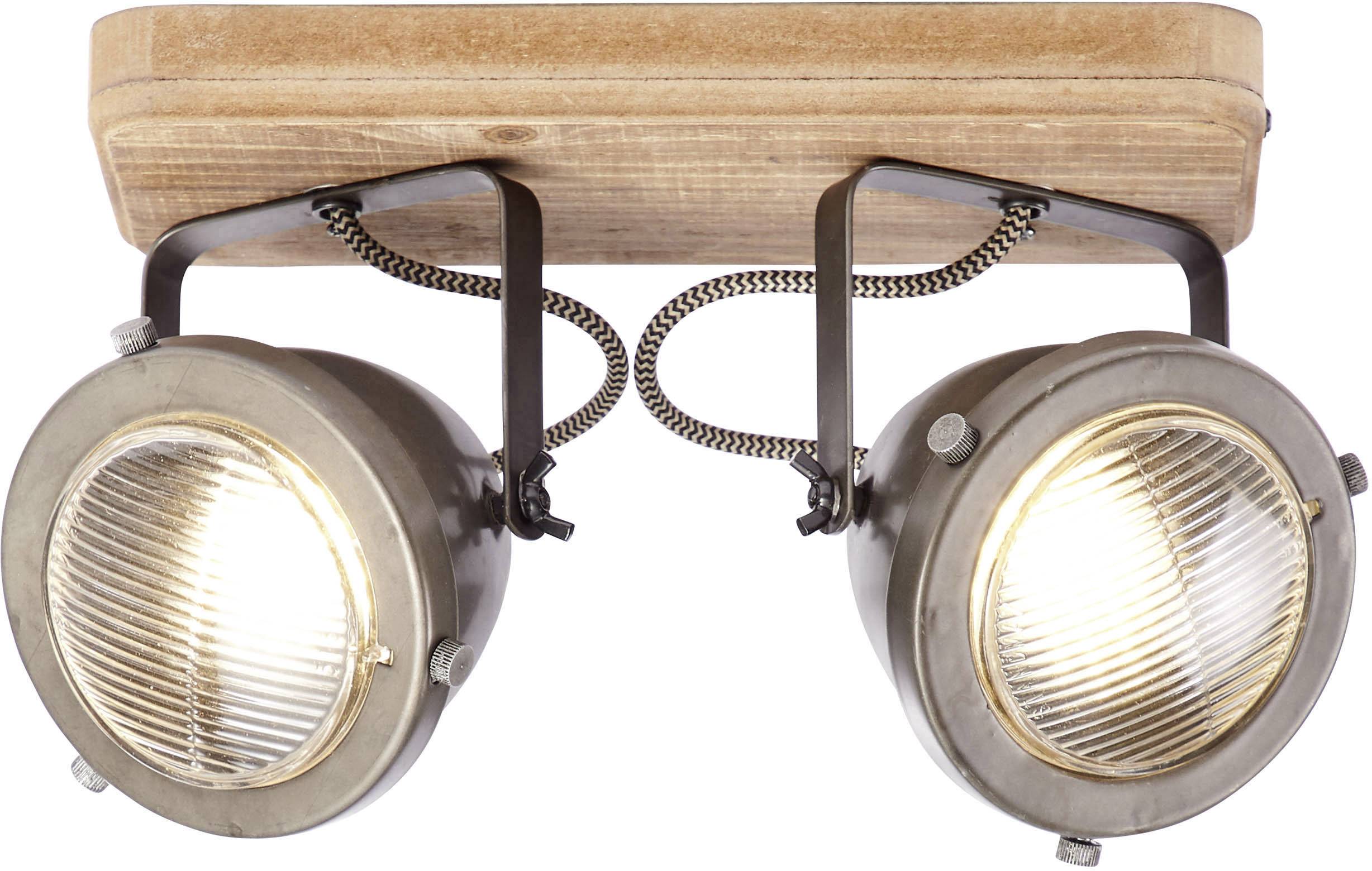 Brilliant Carmen Wood 72029/84 Deckenstrahler LED GU10 50W Holz, Edelstahl (gebürstet)