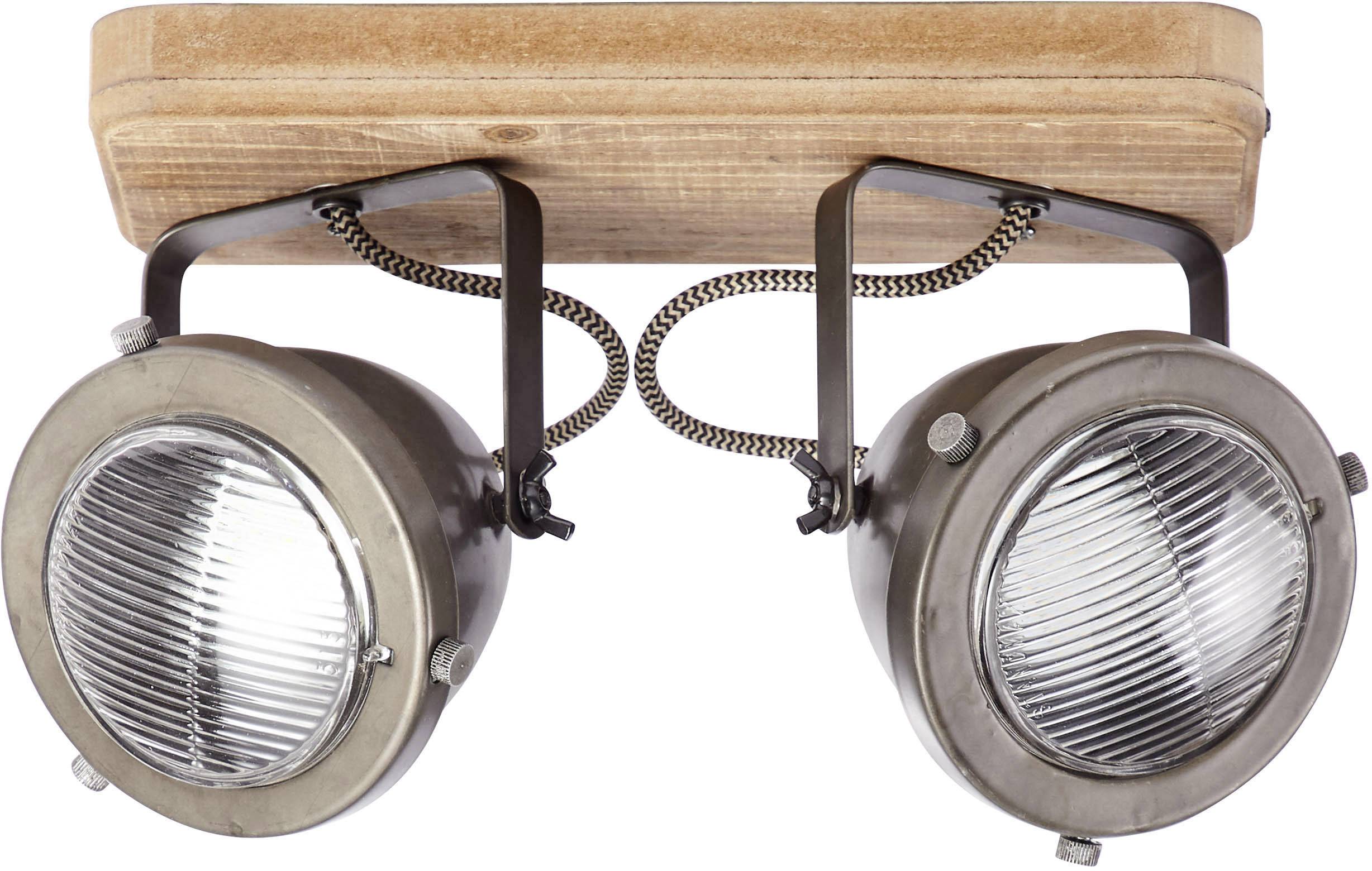 Brilliant Carmen Wood 72029/84 Deckenstrahler LED GU10 50W Holz, Edelstahl (gebürstet)