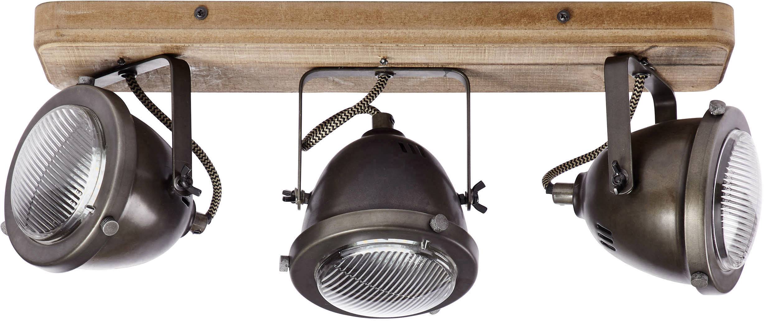 Brilliant Carmen Wood 72030/84 Deckenstrahler LED GU10 75 W Holz, Edelstahl (gebürstet)