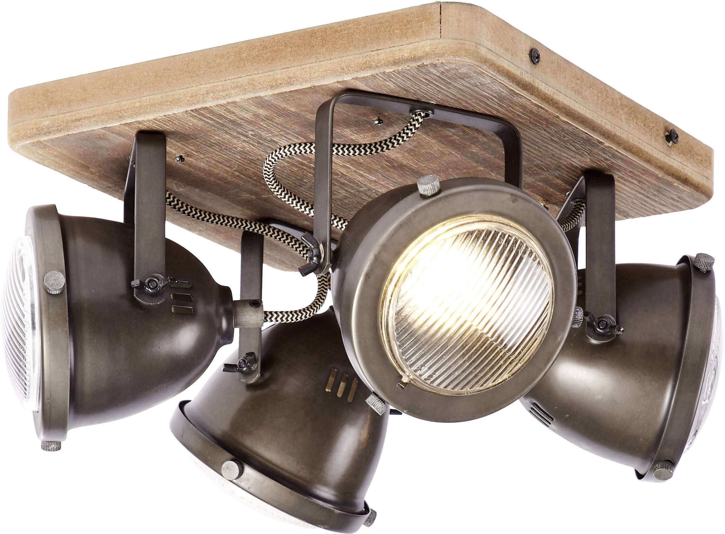 Brilliant Carmen Wood 72035/84 Deckenstrahler LED GU10 100 W Holz, Edelstahl (gebürstet)