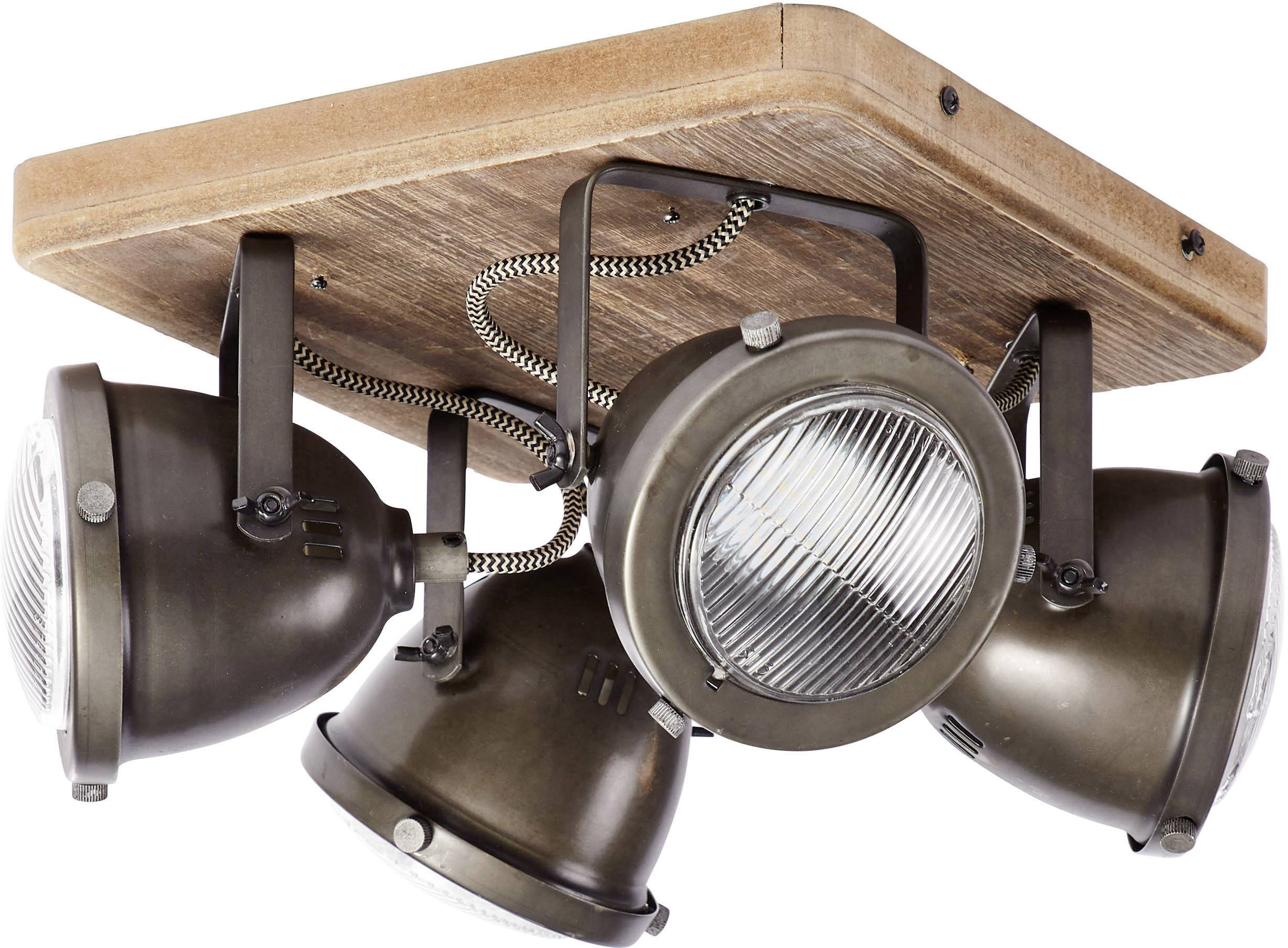 Brilliant Carmen Wood 72035/84 Deckenstrahler LED GU10 100 W Holz, Edelstahl (gebürstet)