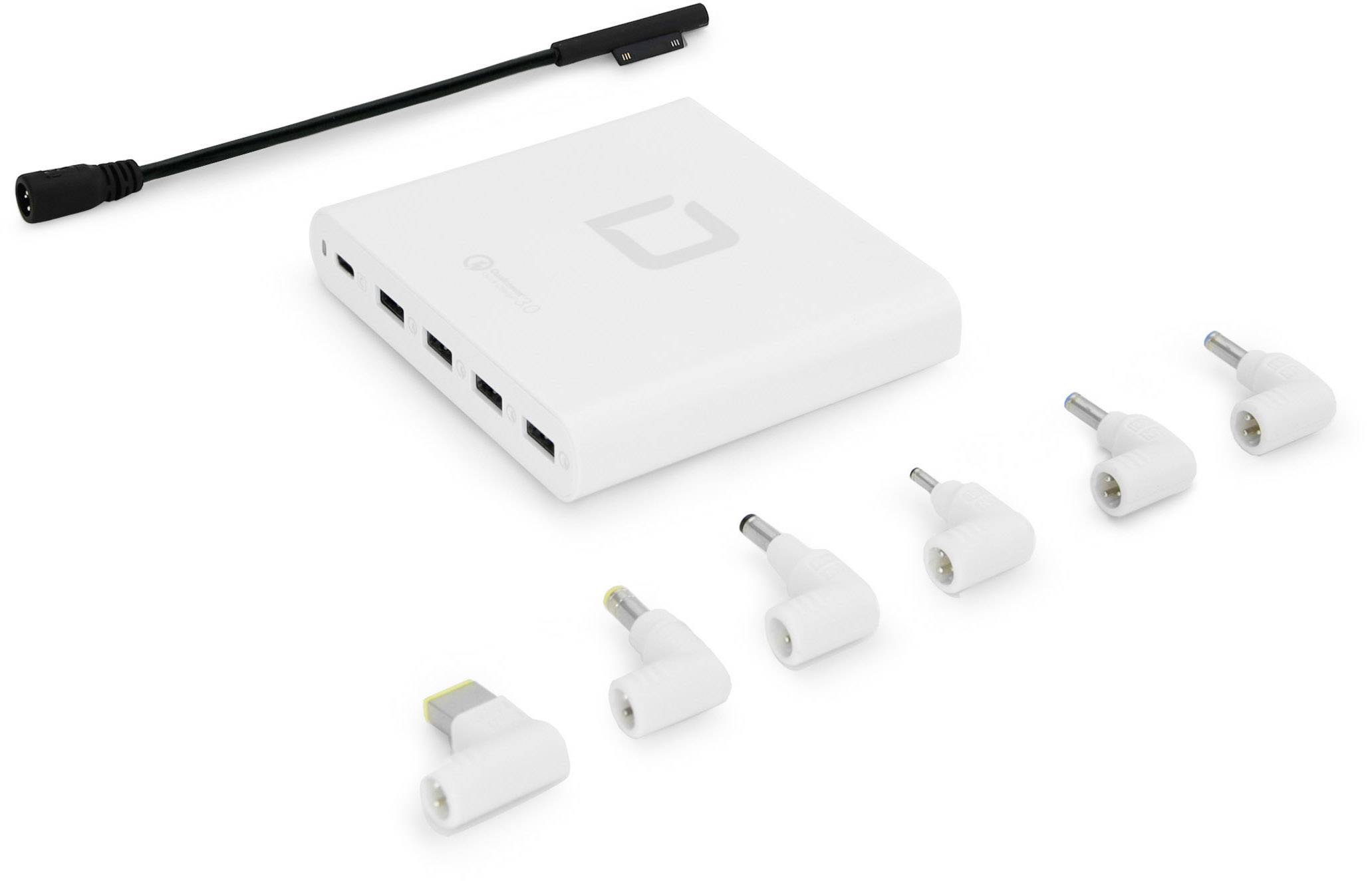 Dicota Universal Notebook Charger USB-C Lade- und Managementsystem Mobiles Ladesystem Die 7 mitgelieferten Notebook-Aufsätz