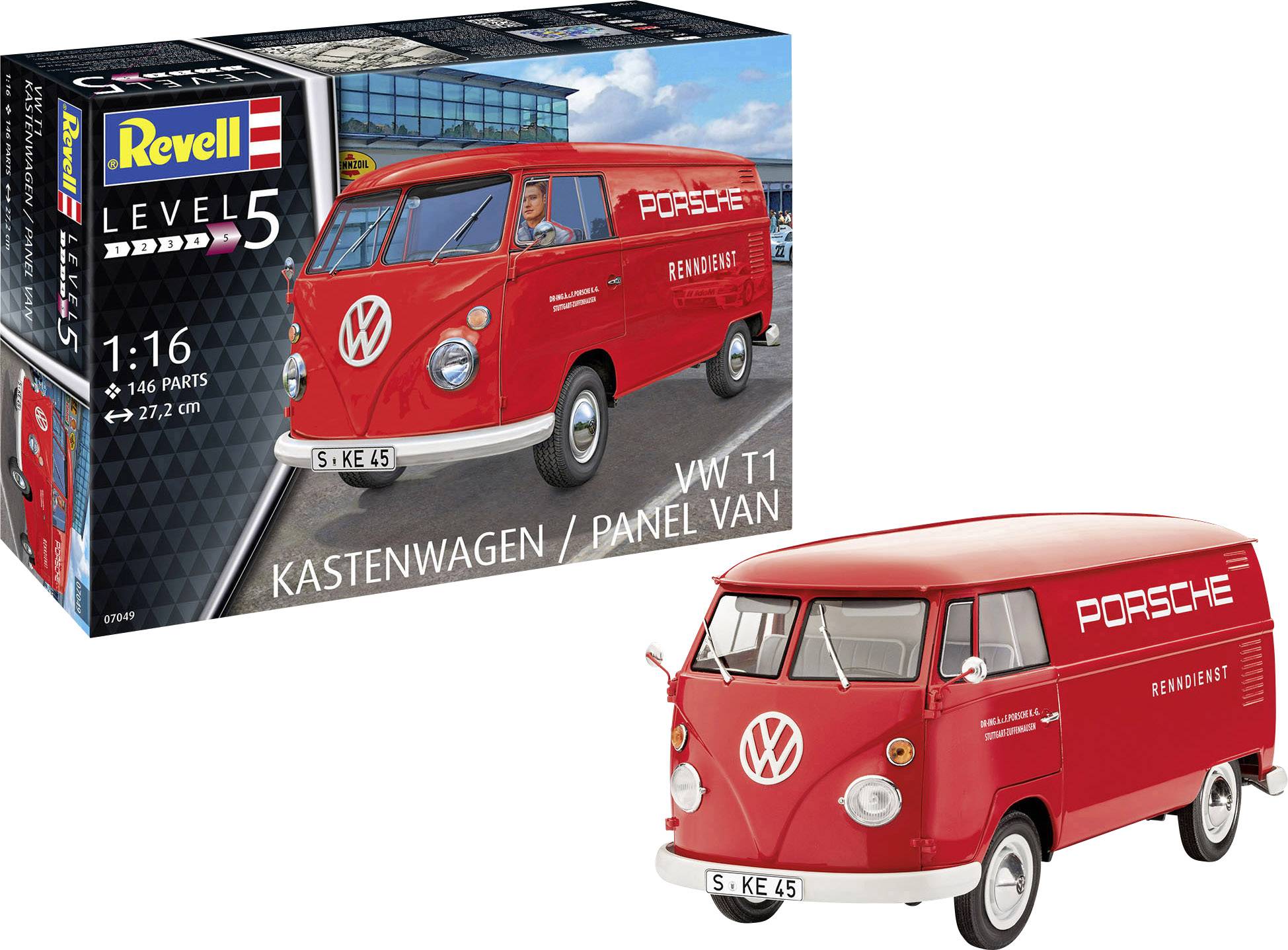 Revell 07049 VW T1 Kastenwagen / Panel Van Automodell Bausatz 1:16